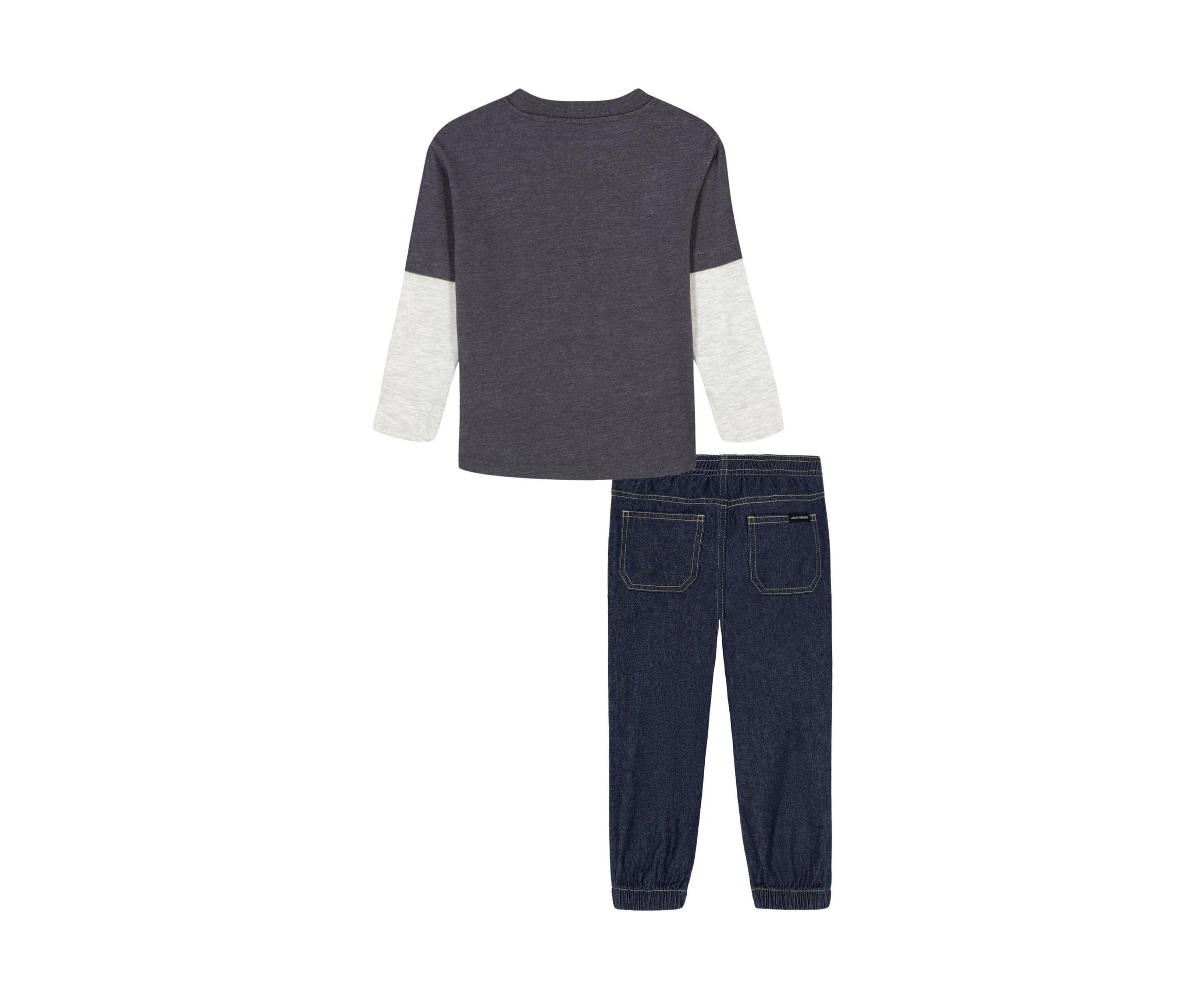 Toddler Boys Long Sleeve T-Shirt and Denim Pants Set