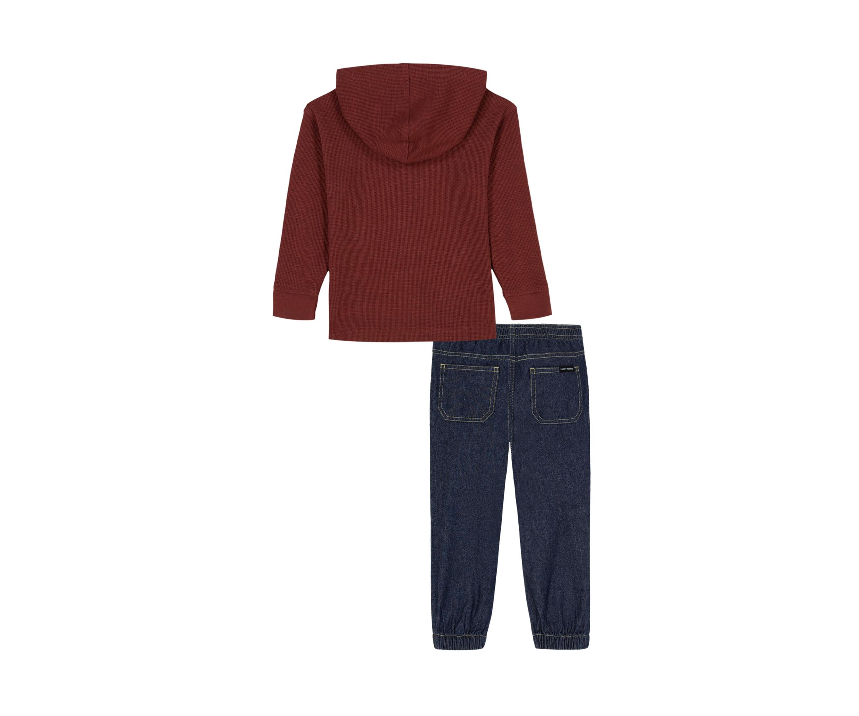 Toddler Boys Knit Hoodie and Denim Pants Set