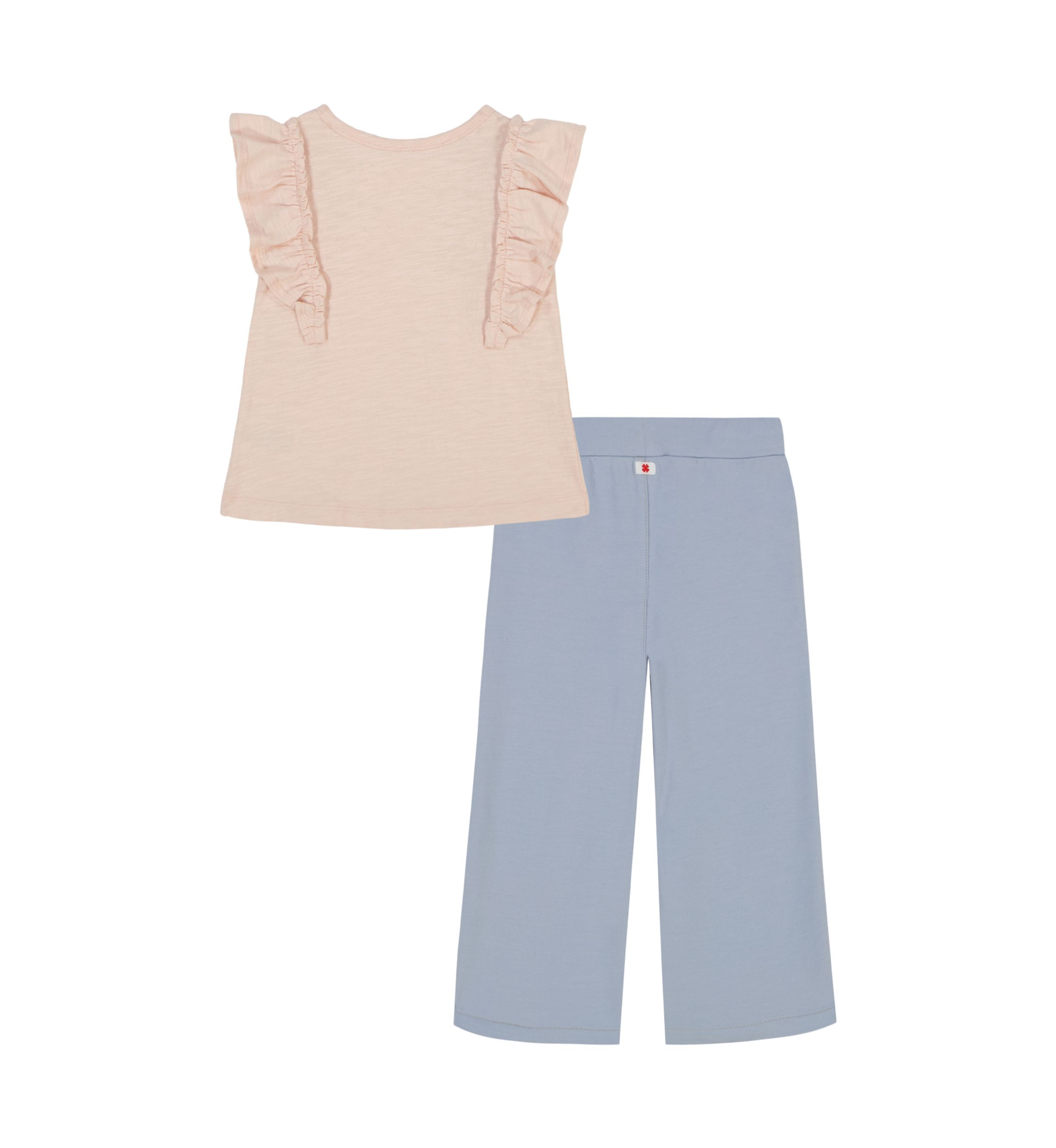 Toddler Girls Knit Woven Top and Pants Set