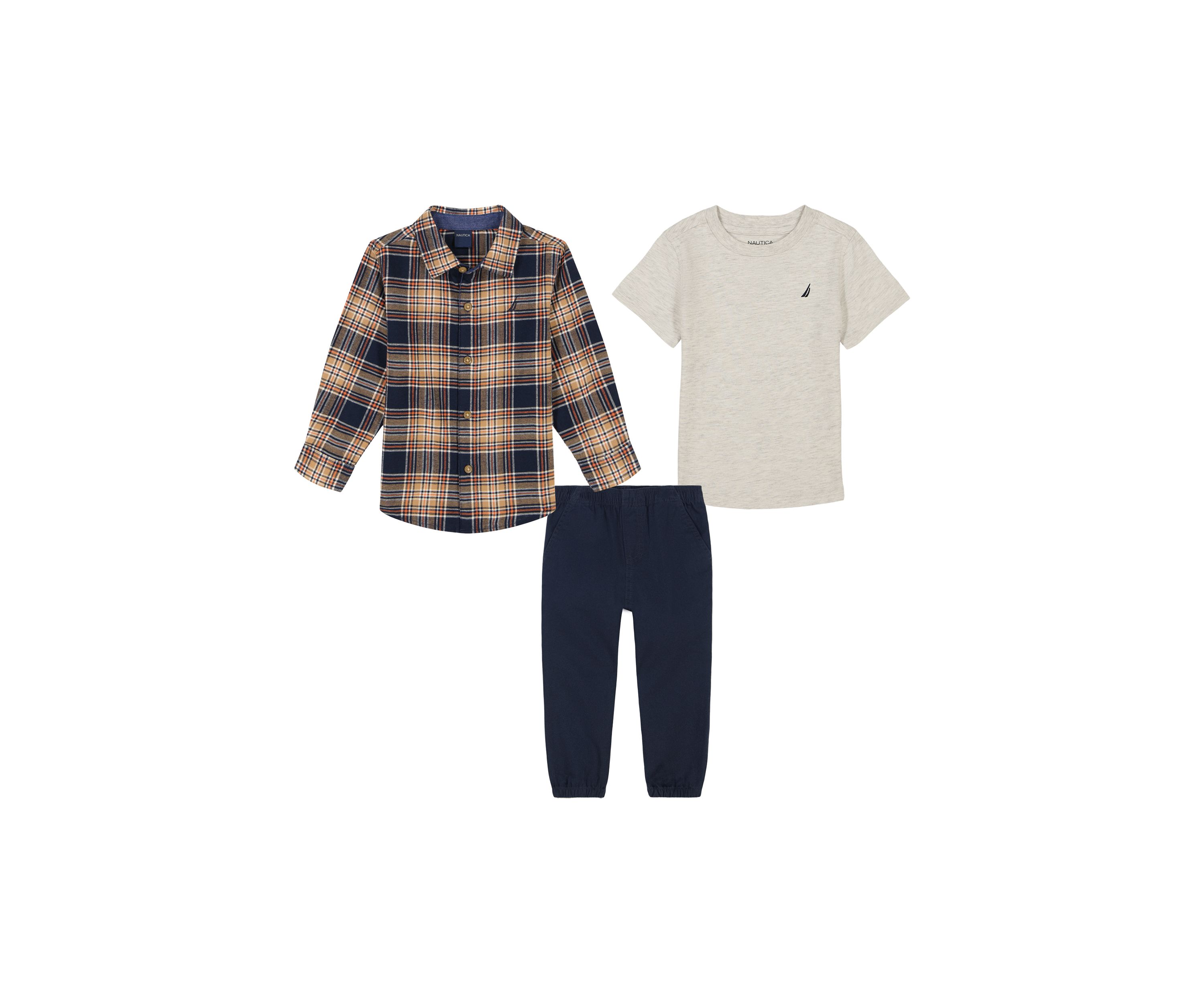 Toddler Boys 3 Piece Button Down Shirt and Pants Set