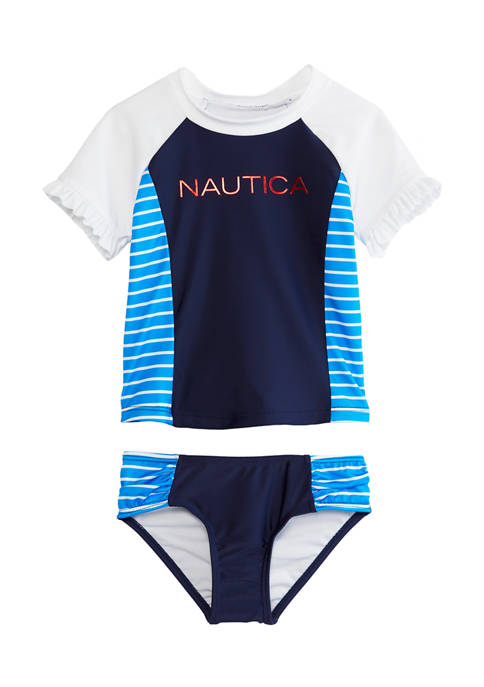 Nautica Toddler Girls Rash Guard Swim Set