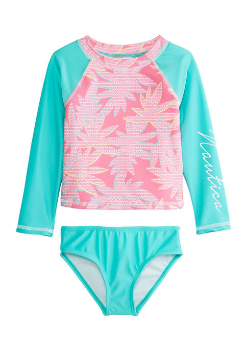 Nautica Toddler Girls Palm Tree Print Swim Rash