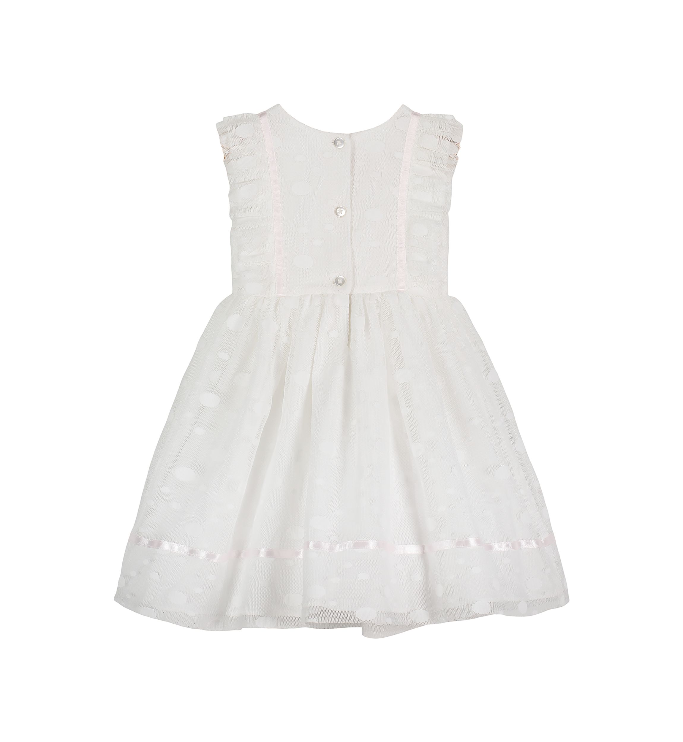 Baby Girls Mesh Dot Ribbon Trim Tess Dress