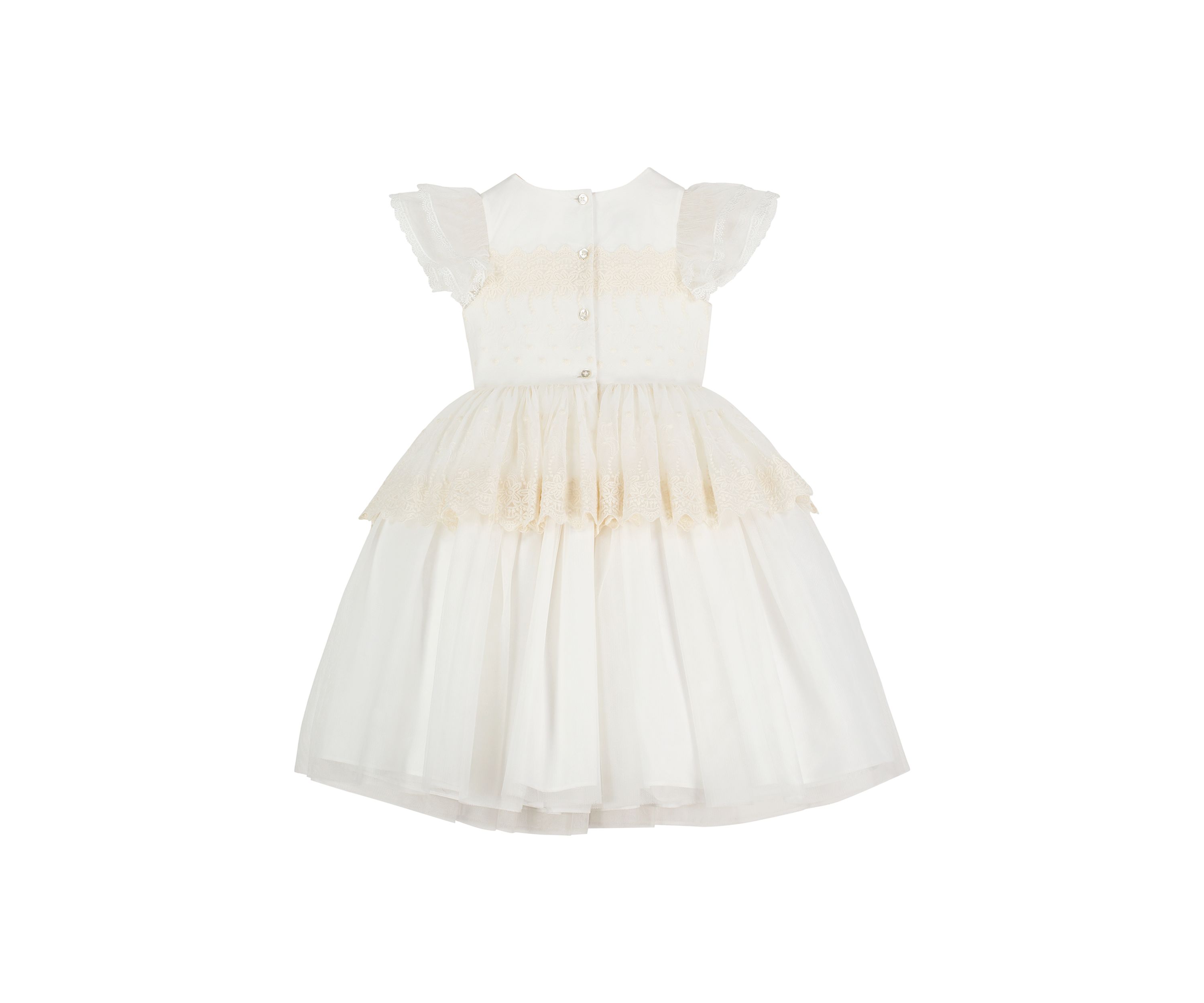 Toddler Girls Flutter Sleeve Embroidered Peplum Dress