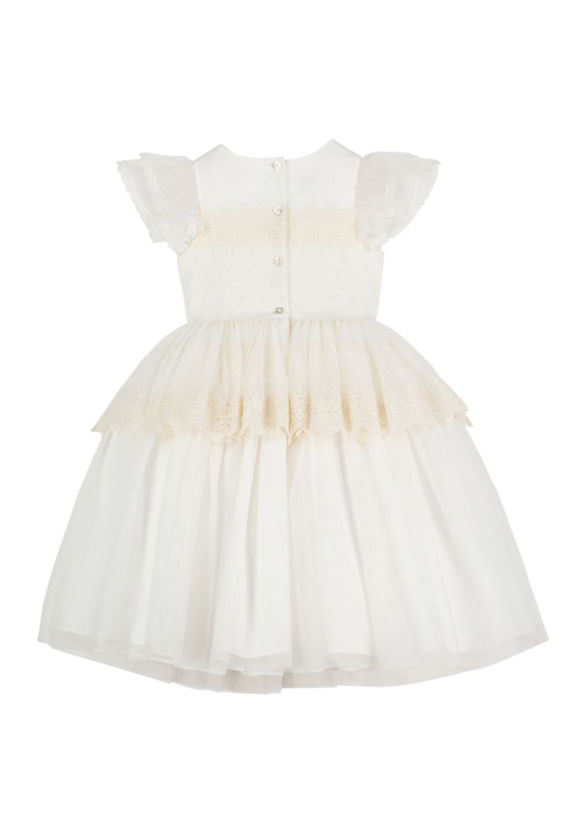 Toddler Girls Flutter Sleeve Embroidered Peplum Dress