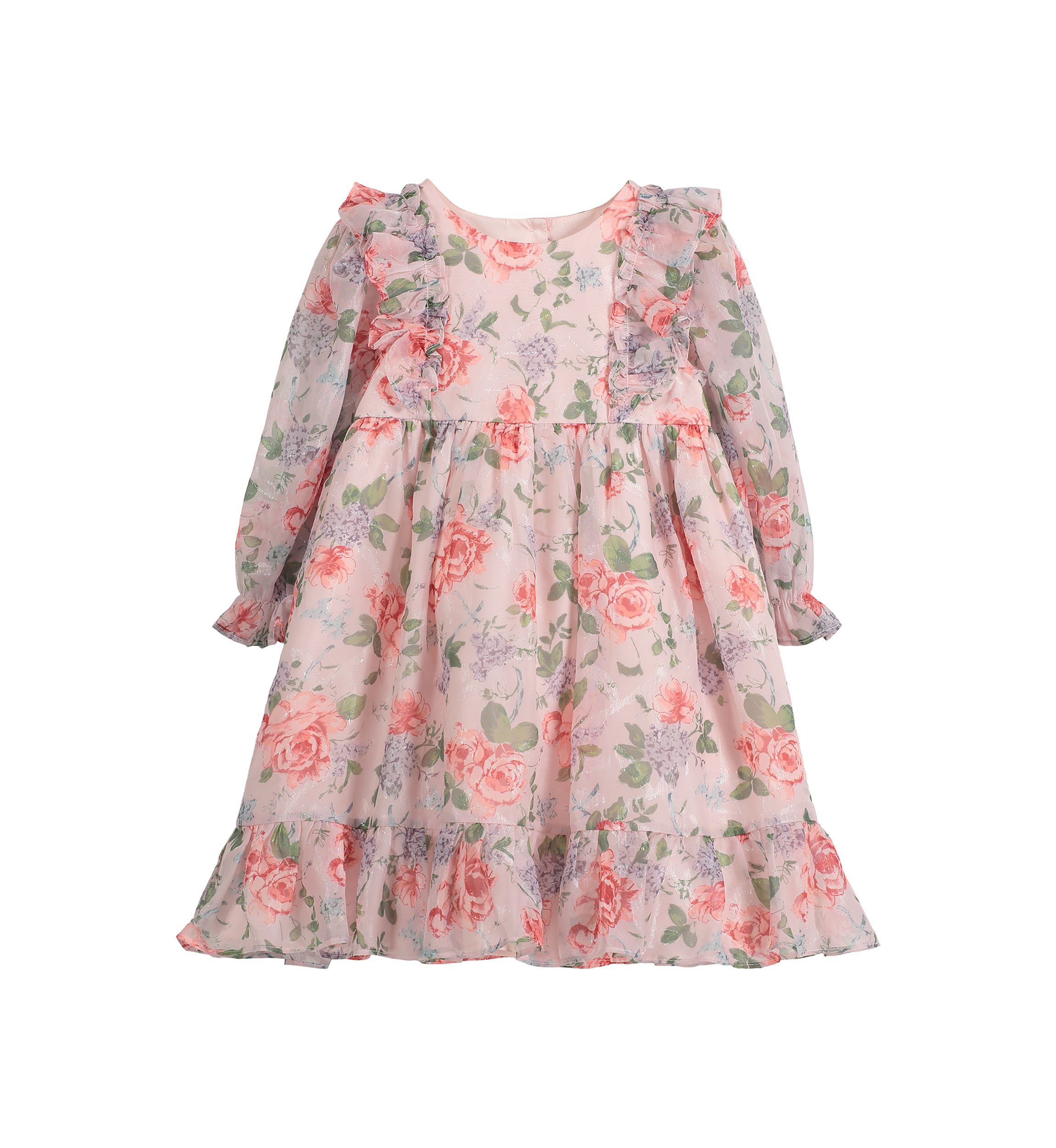 Baby Girls Ruffle Front Floral Printed Dress