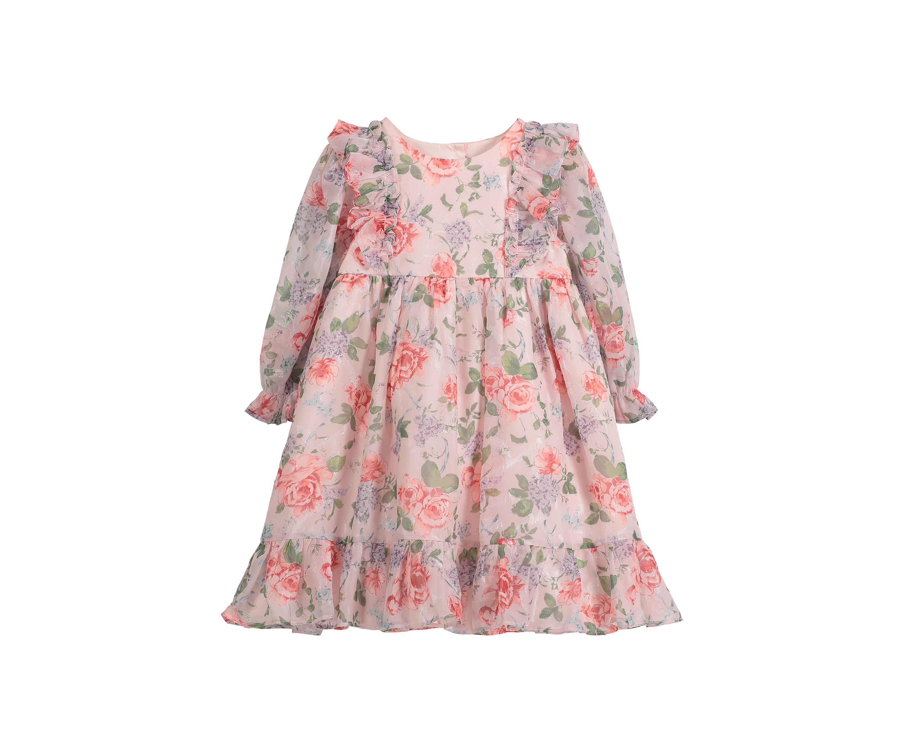 Baby Girls Ruffle Front Floral Printed Dress
