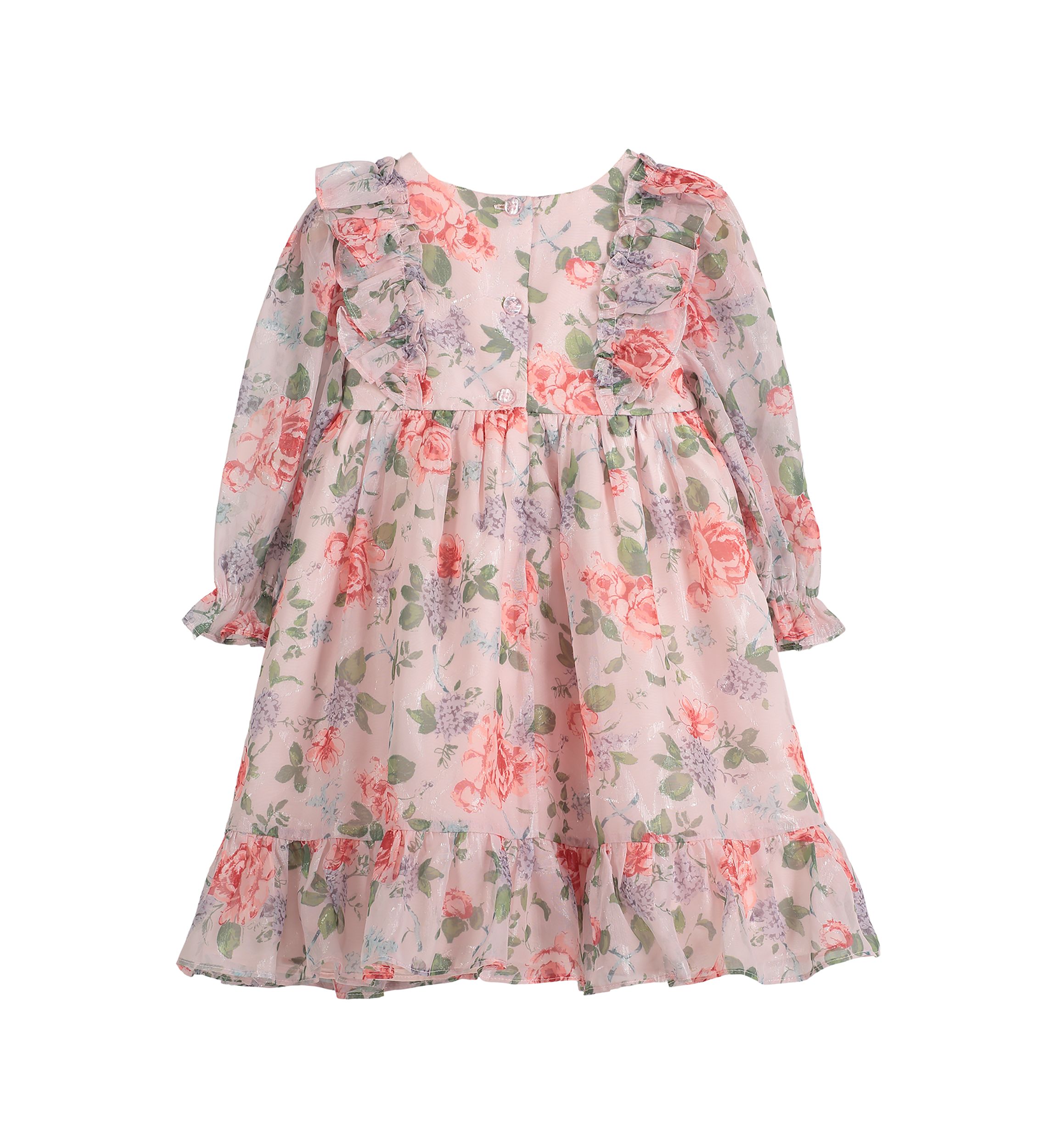 Baby Girls Ruffle Front Floral Printed Dress