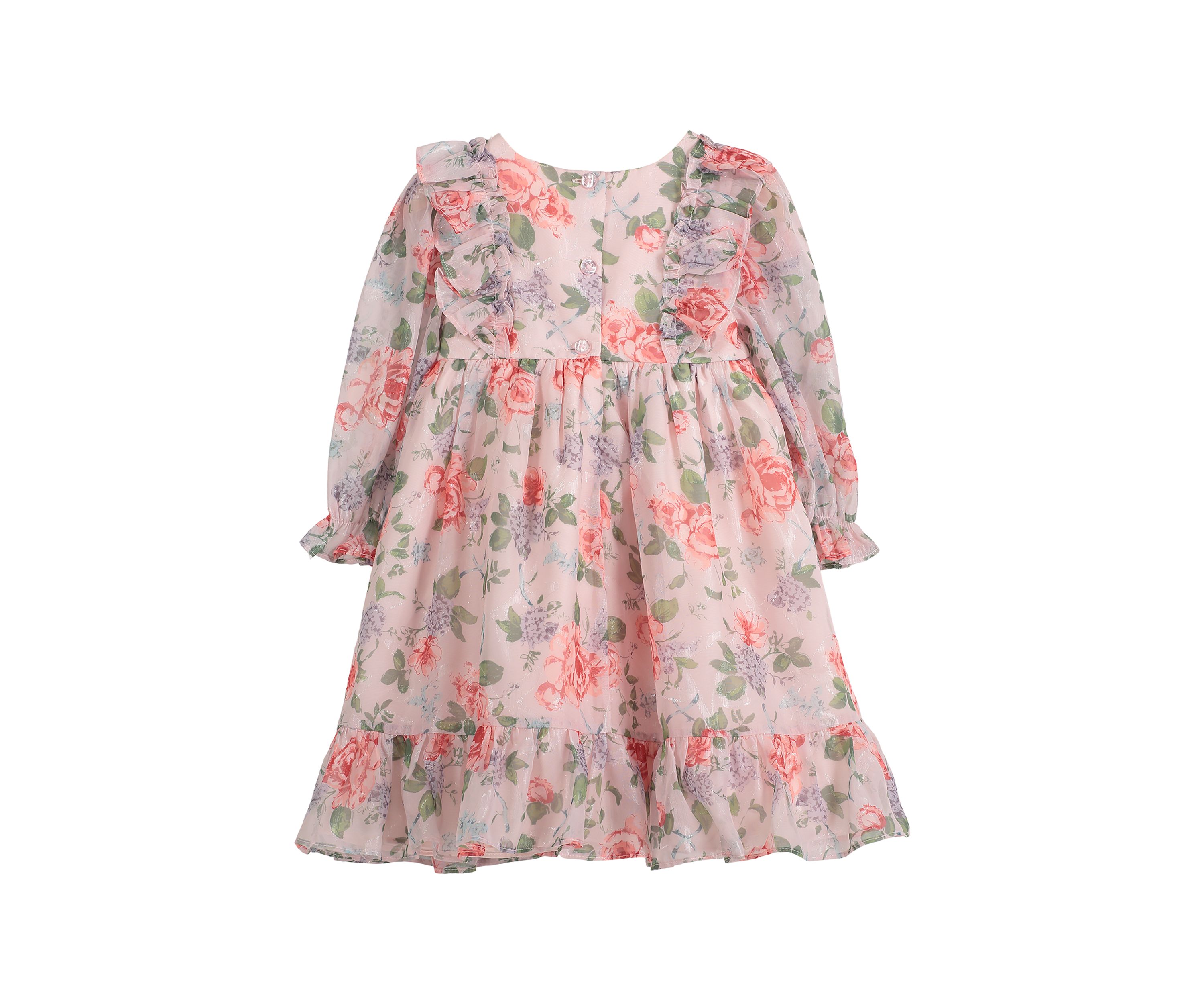 Baby Girls Ruffle Front Floral Printed Dress