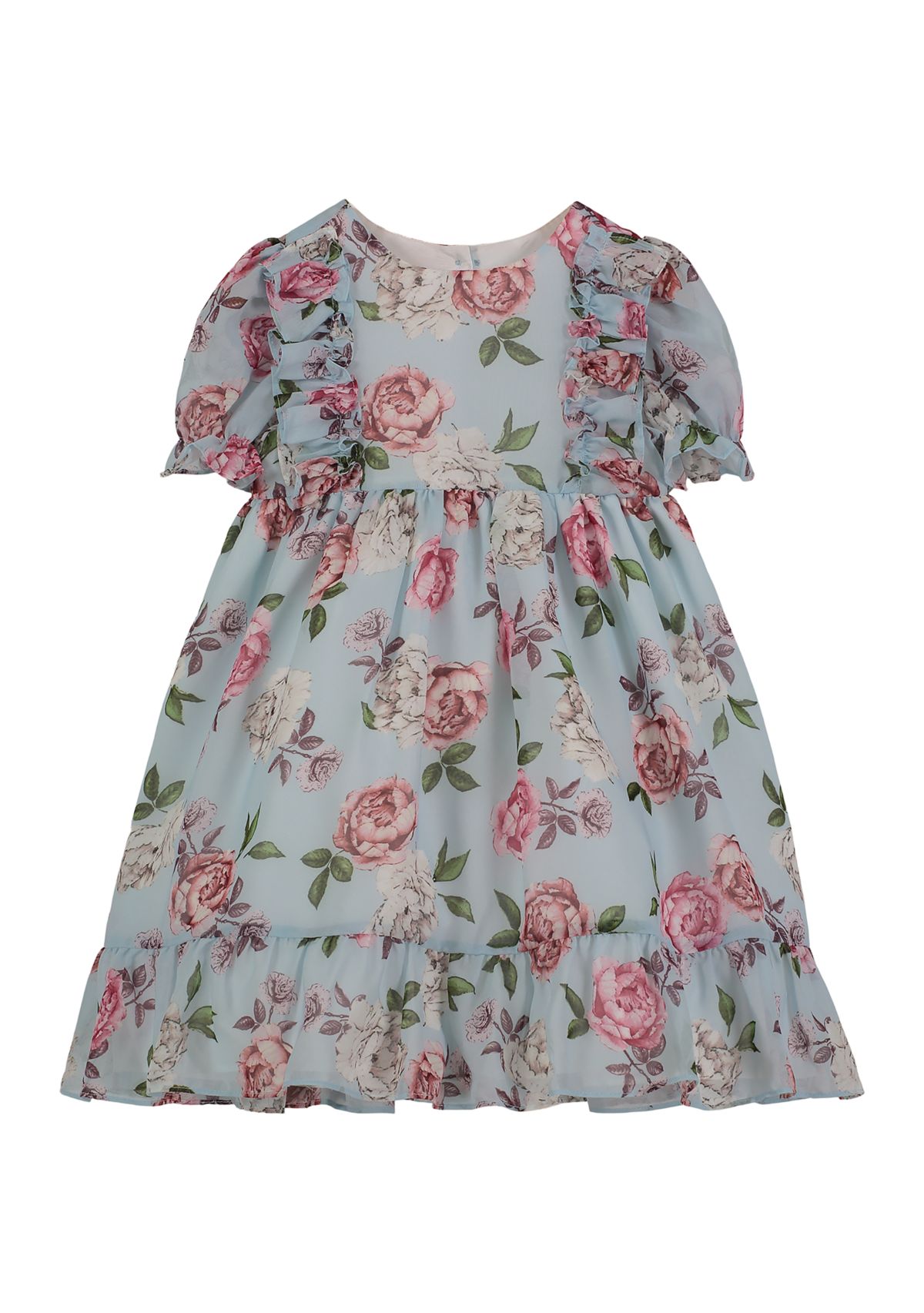 Toddler Girls Empire Waist Floral Printed Chiffon Dress