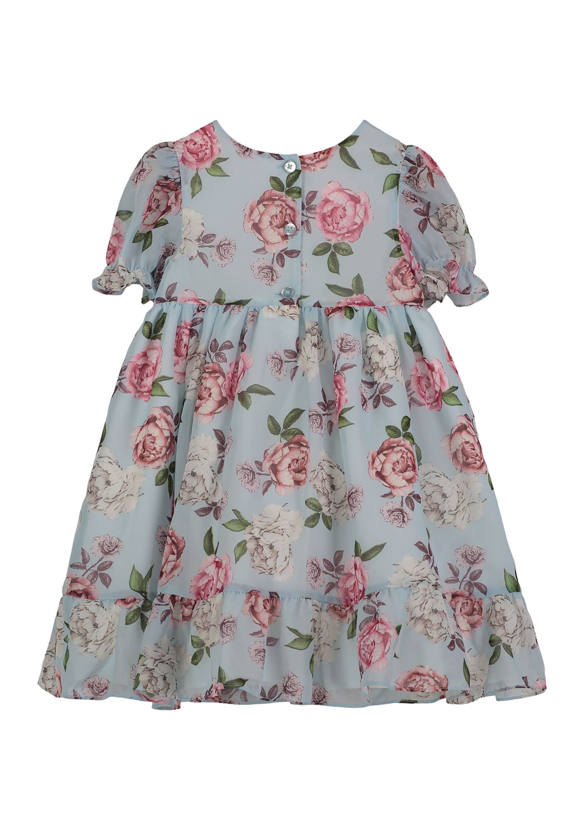 Toddler Girls Empire Waist Floral Printed Chiffon Dress