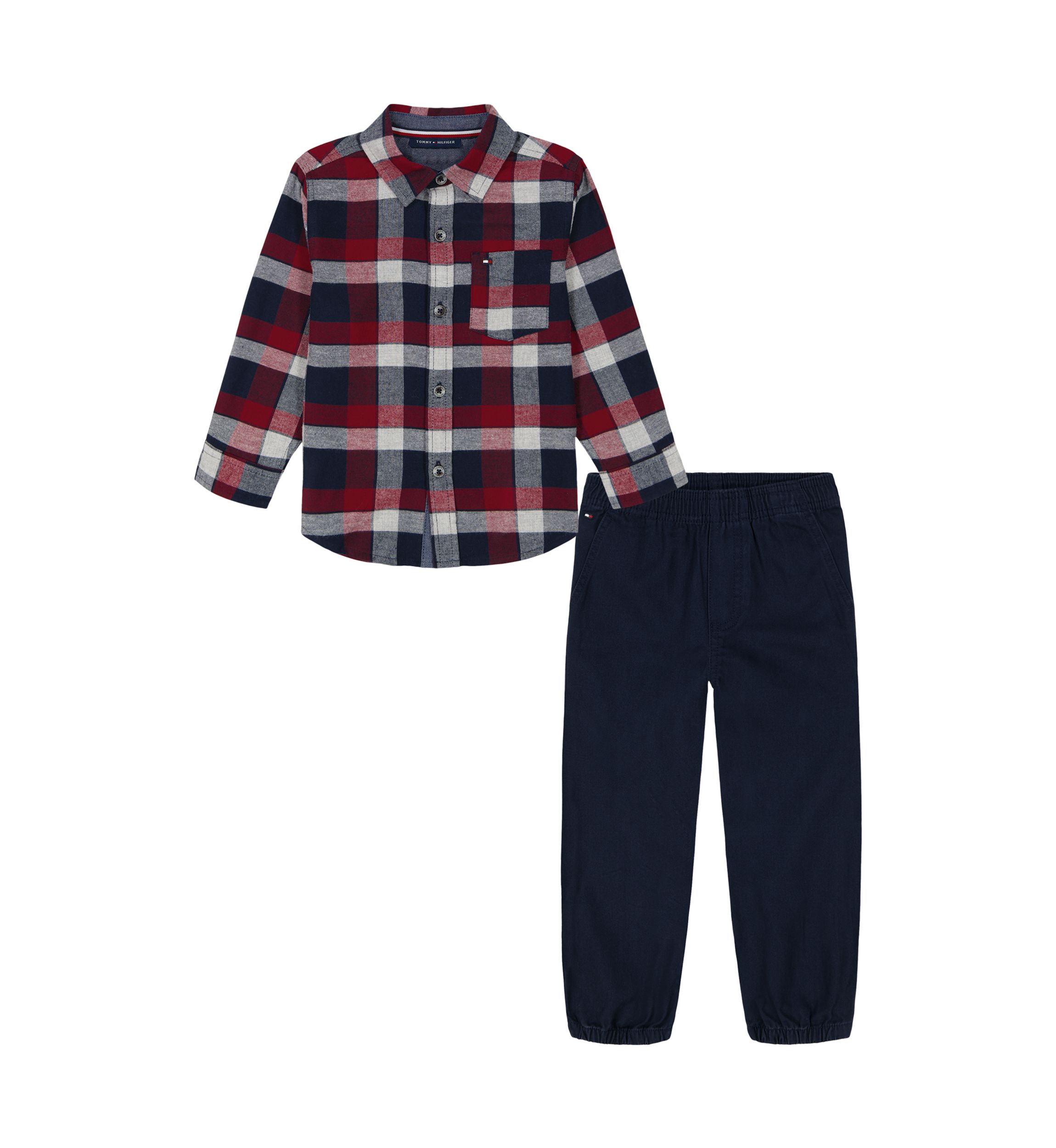 Toddler Boys Printed Woven Shirt and Joggers Set