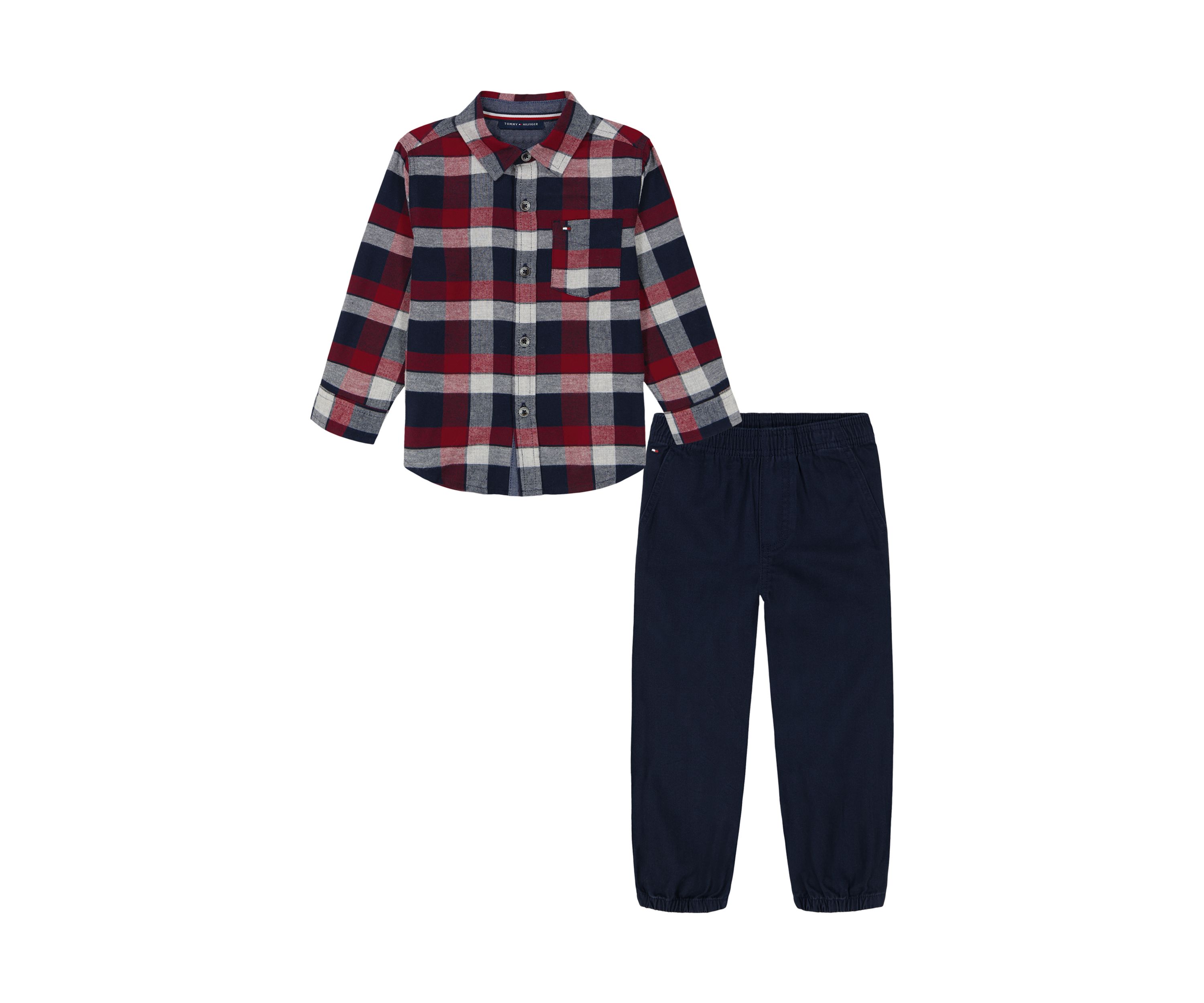 Toddler Boys Printed Woven Shirt and Joggers Set