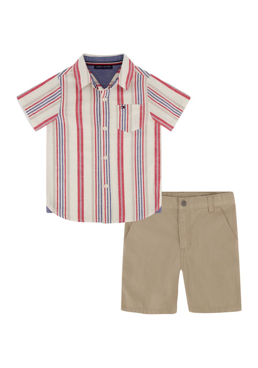 Toddler Boys Woven Shirt and Shorts Set