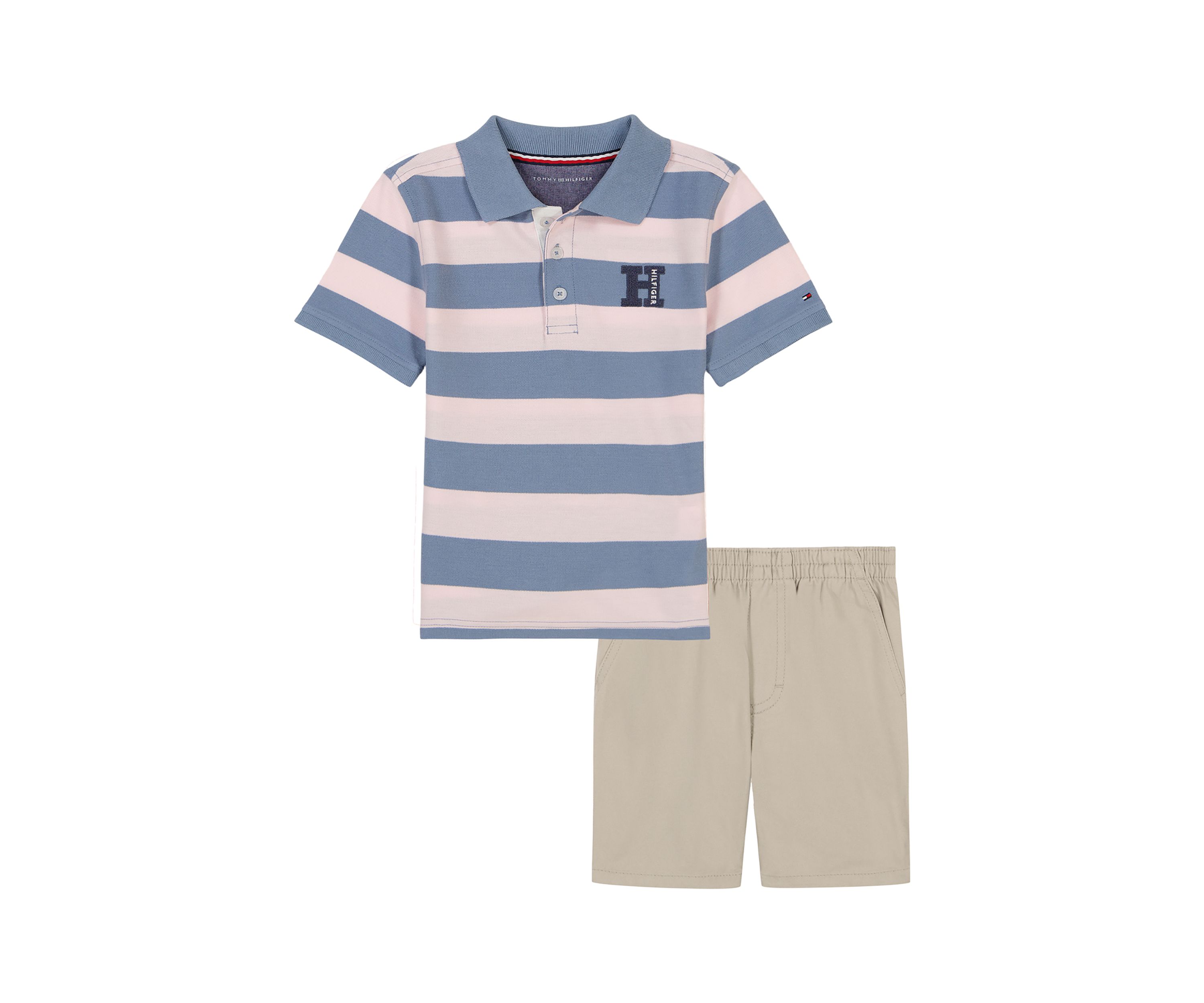 Toddler Boys Stripe Polo and Woven Shorts Set