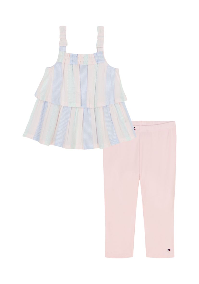 Toddler Girls Seersucker Top and Leggings Set