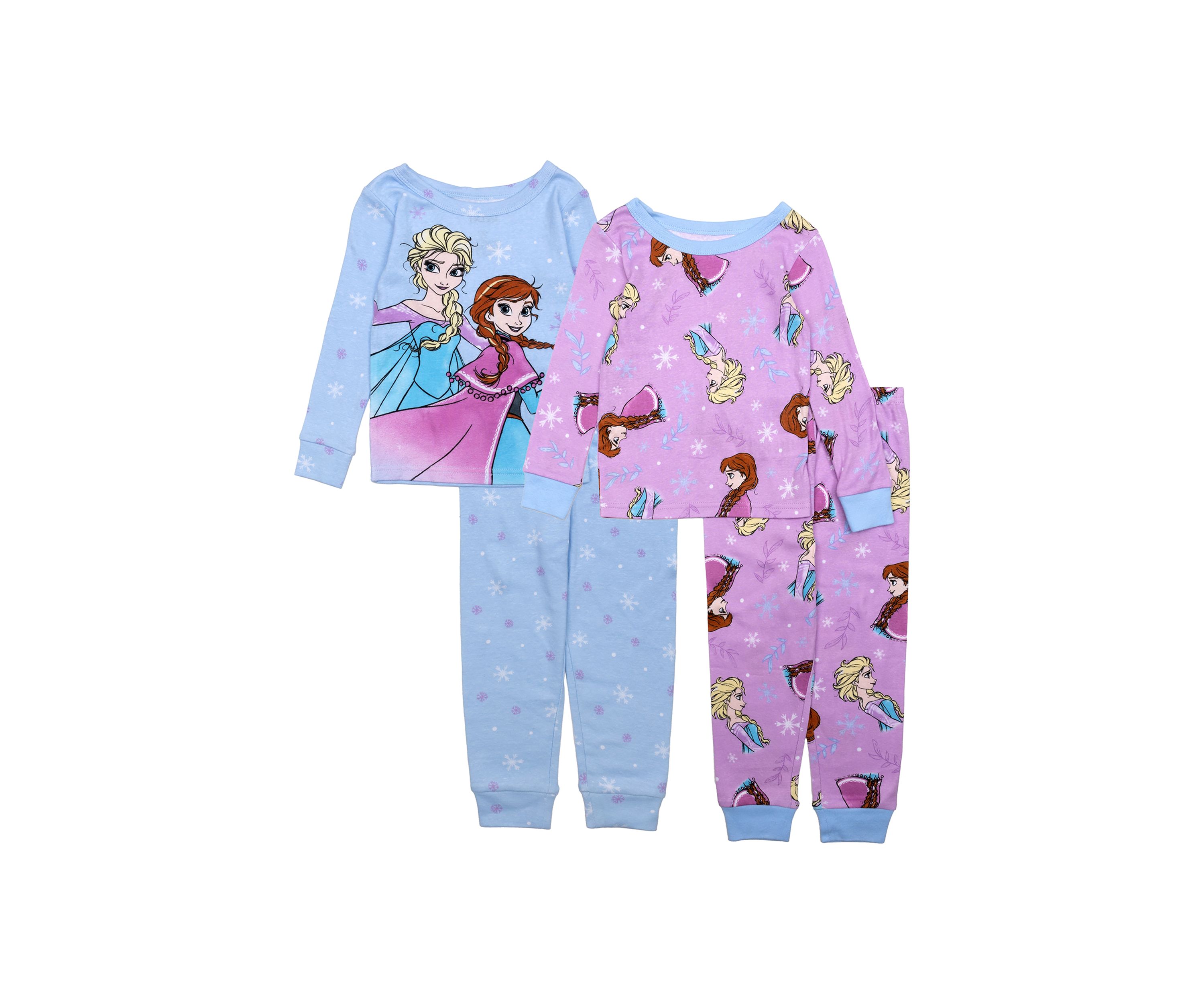 Toddler Girls Elsa and Anna 4 Piece Printed Pajama Set