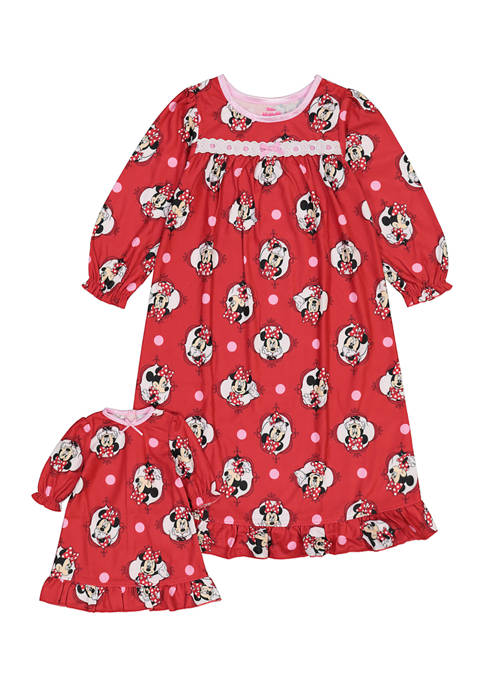 Disney® Minnie Toddler Girls Red Granny Nightgown with