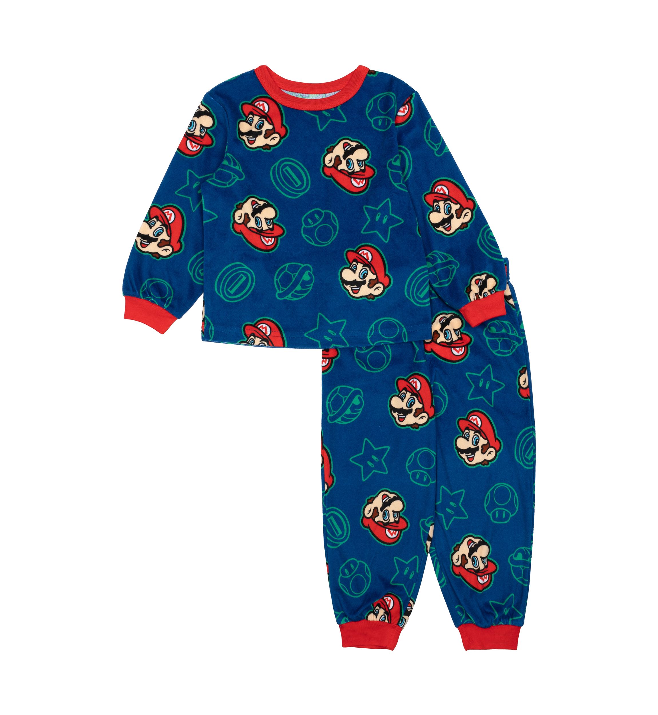 Toddler Boys Mario Printed Fleece 2 Piece Pajama Set