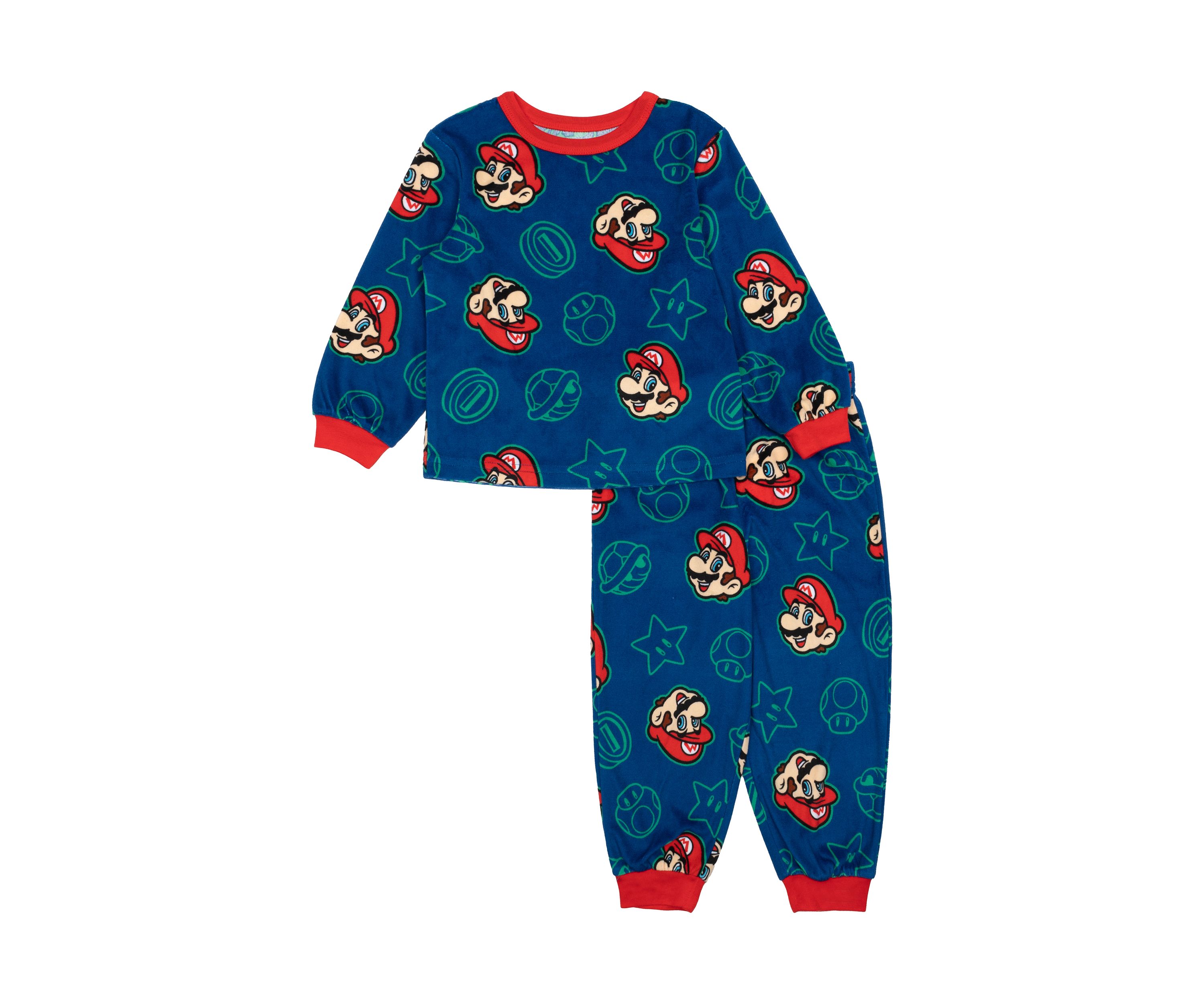 Toddler Boys Mario Printed Fleece 2 Piece Pajama Set