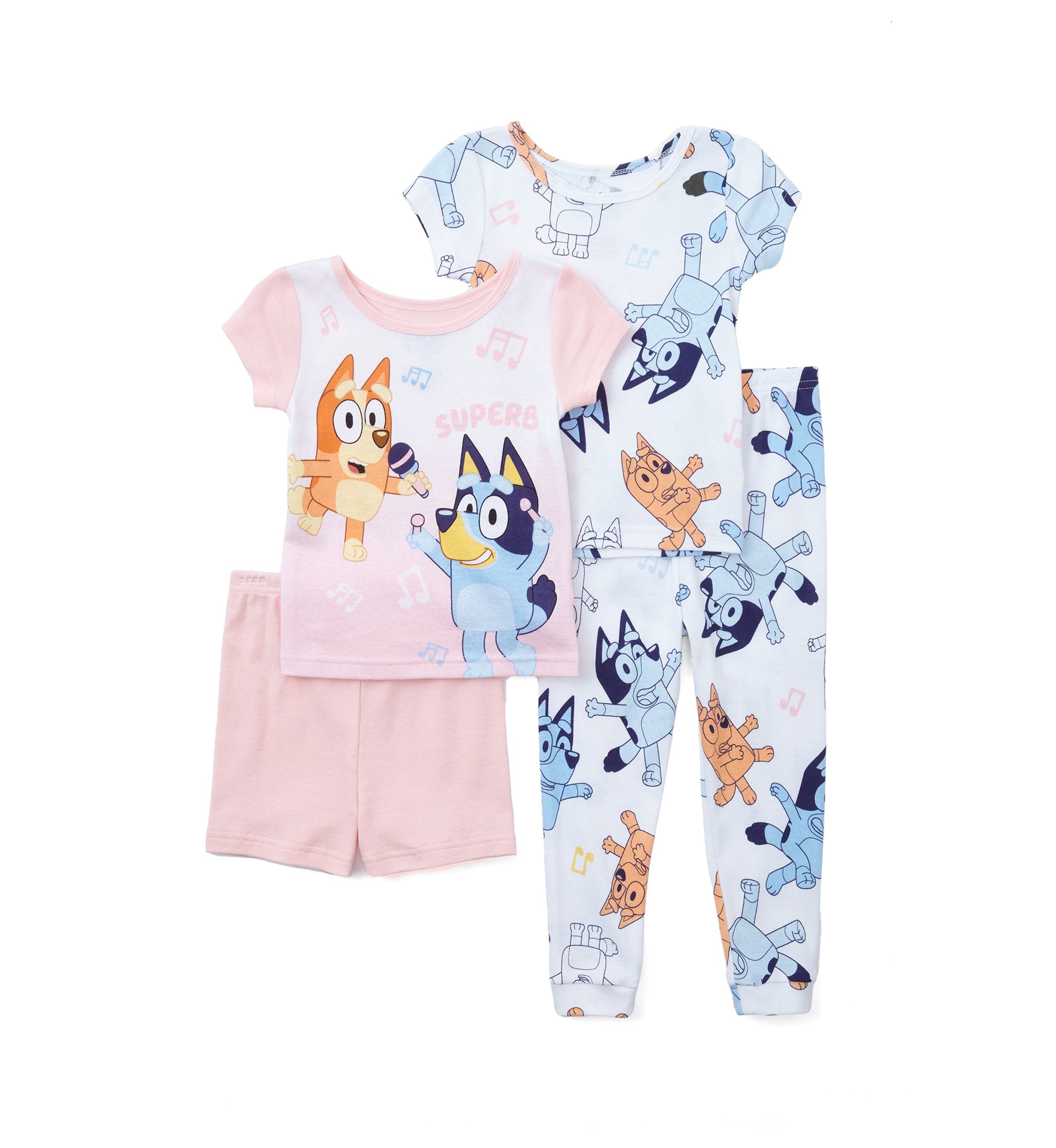 Toddler Girls Bluey Jumping Fun 4-Piece Pajama Set 