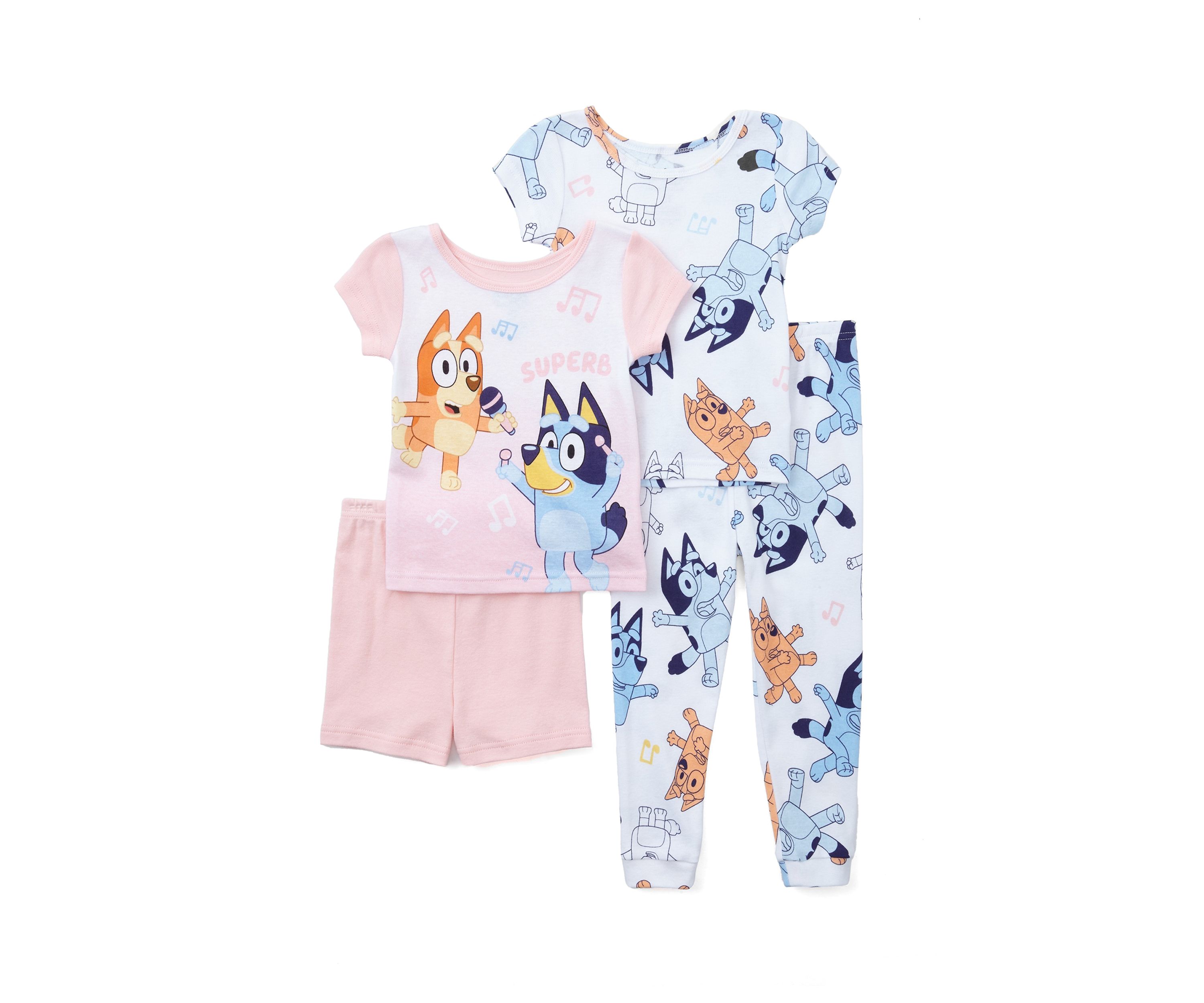 Toddler Girls Bluey Jumping Fun 4-Piece Pajama Set 