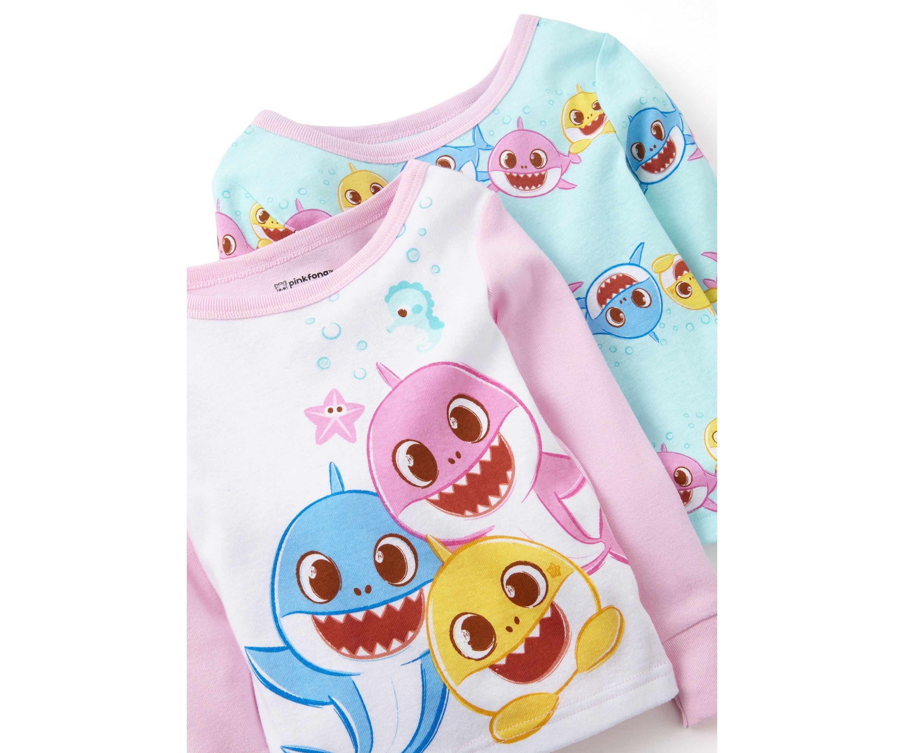 Toddler Girls Cute Sharks 4 Piece Printed Pajama Set