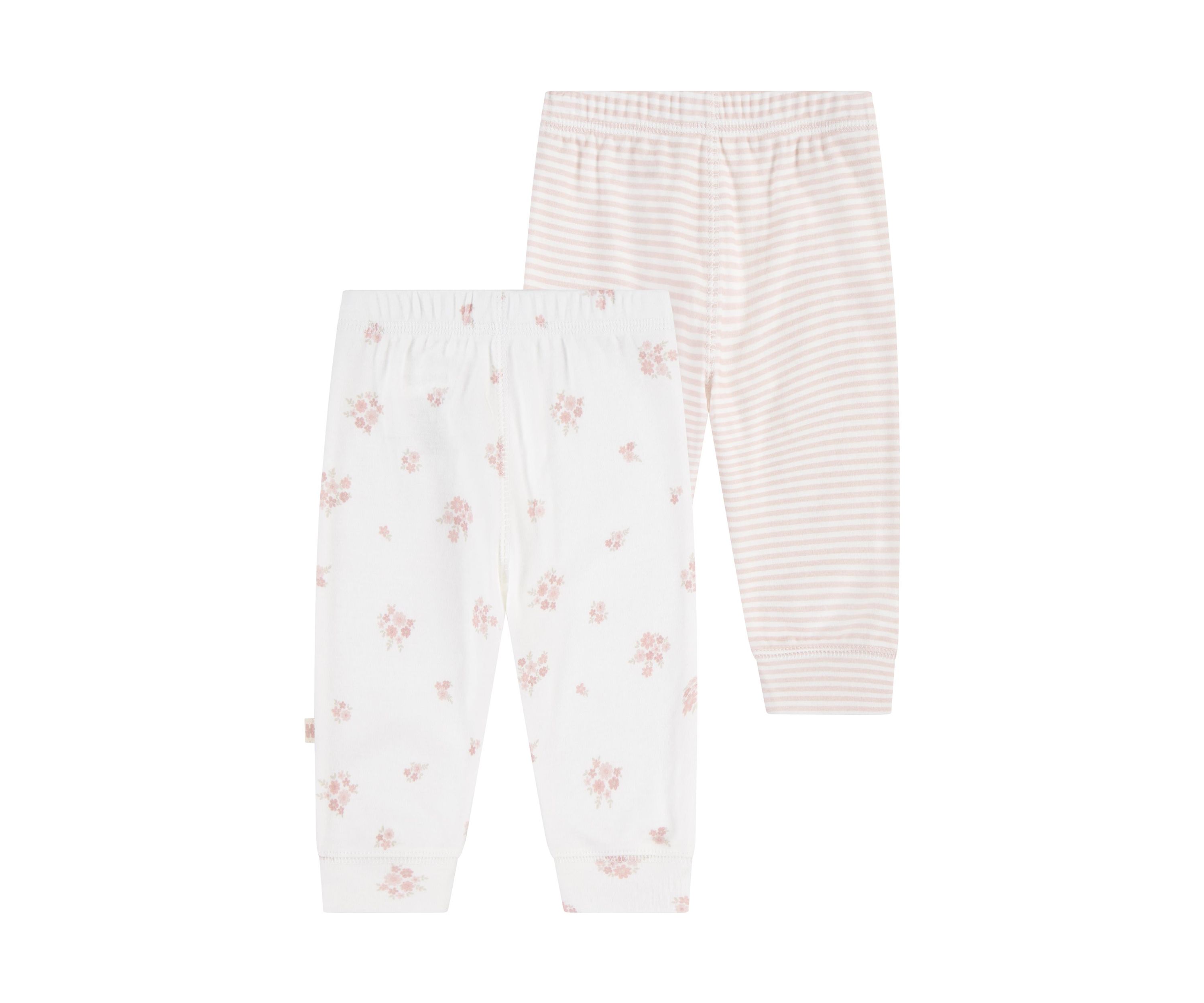 Baby Girls Printed and Solid Pants - 2 Pack