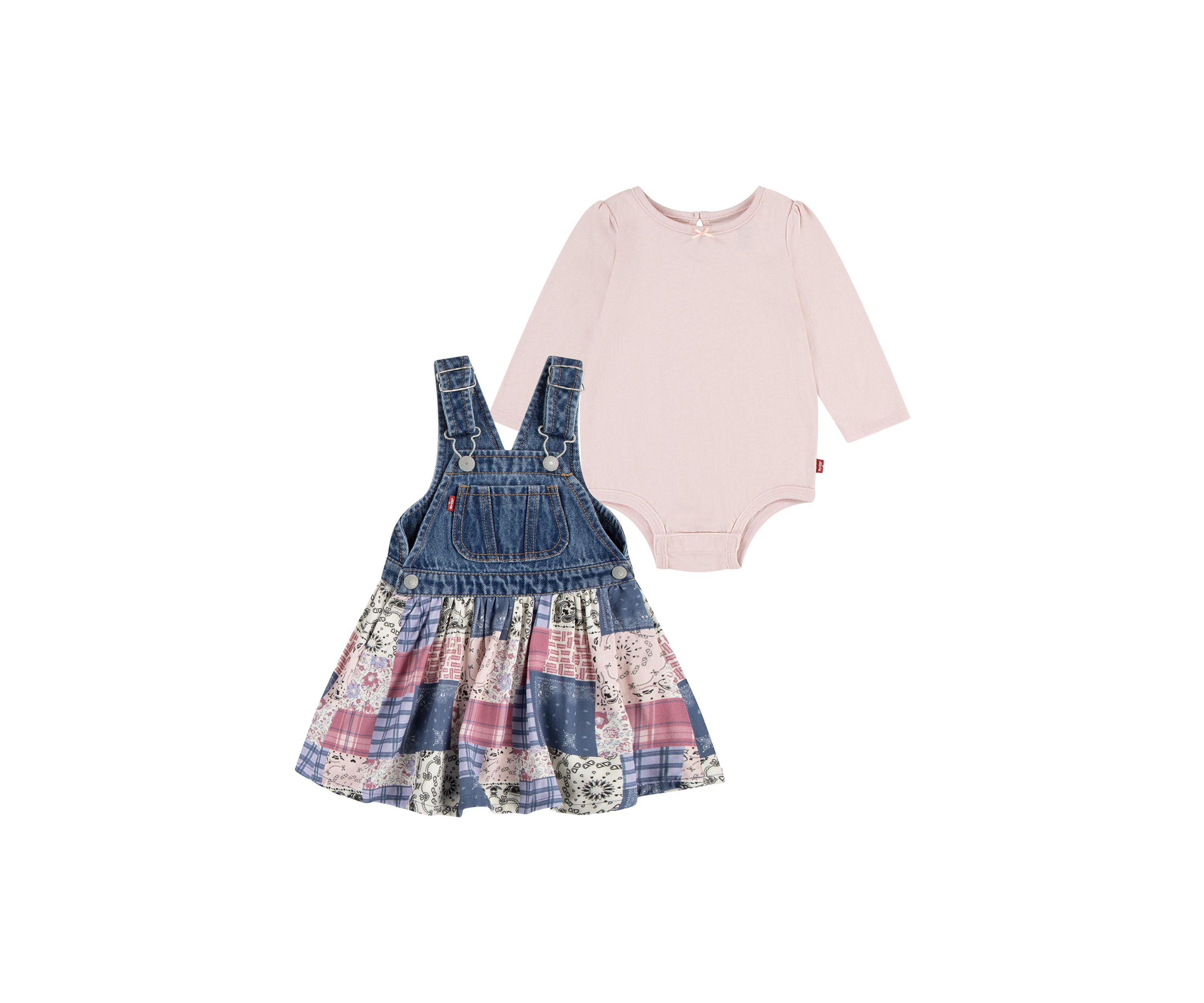 Baby Girls Printed Denim Skirtall and Bodysuit Set
