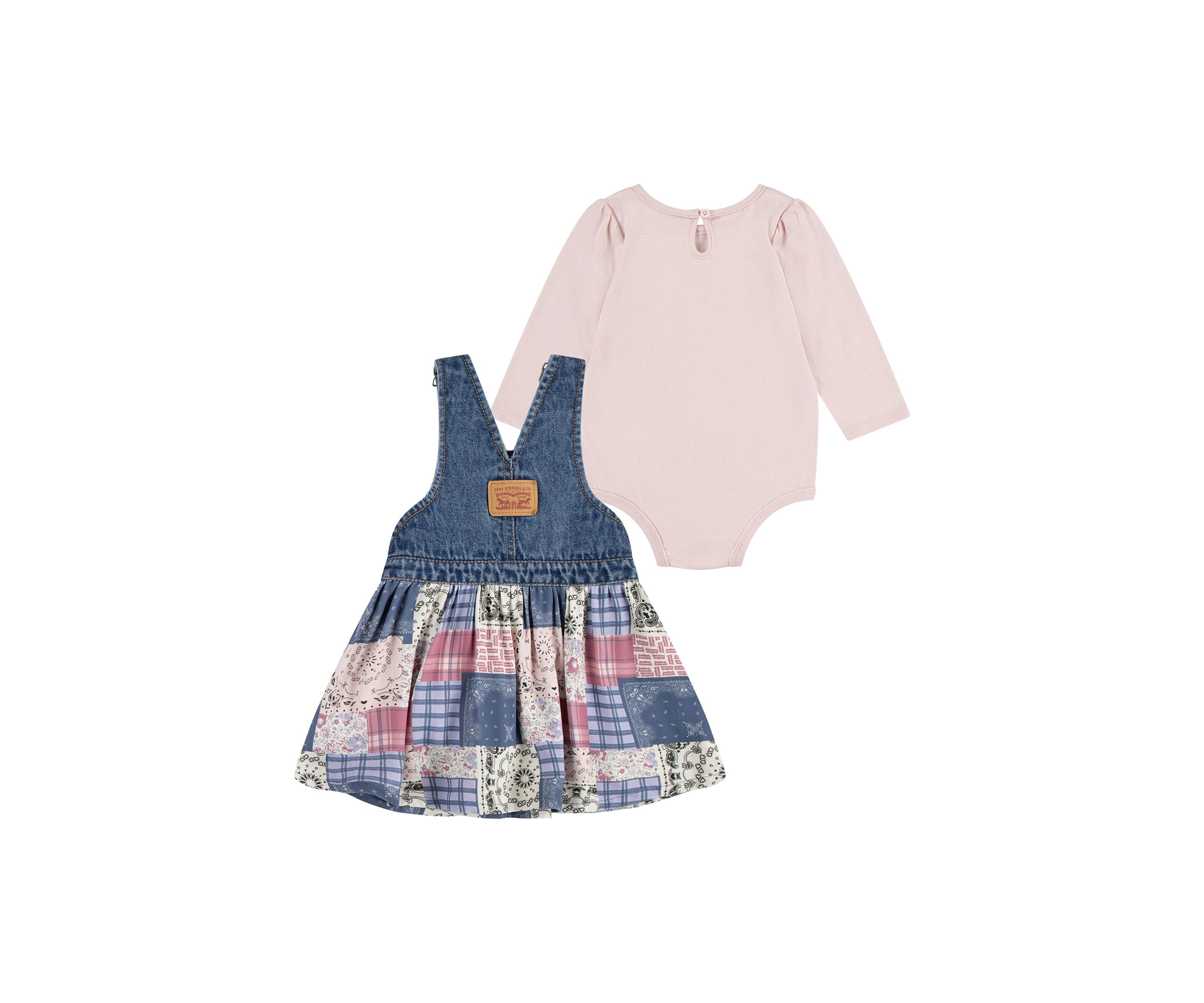 Baby Girls Printed Denim Skirtall and Bodysuit Set