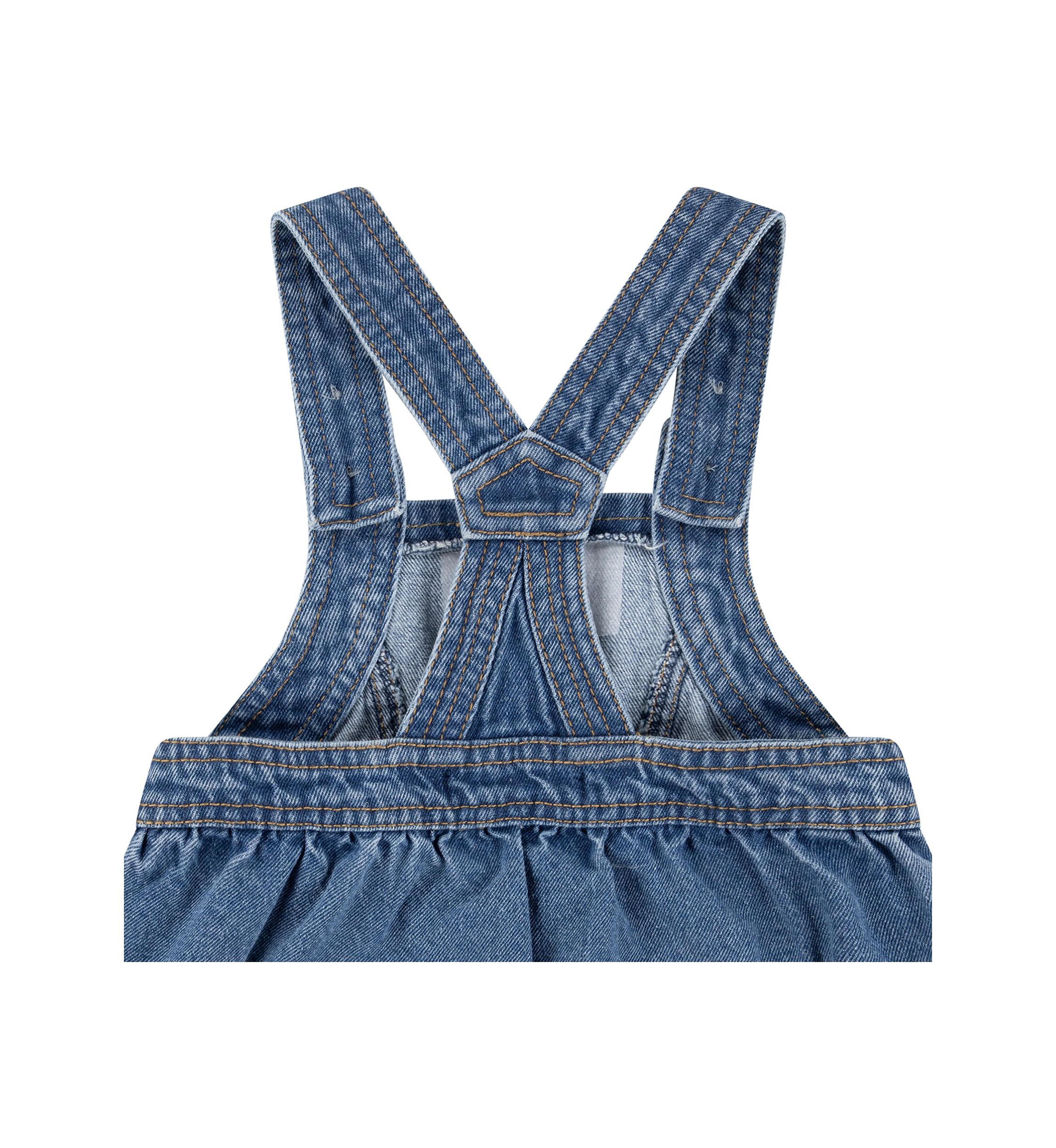 Baby Girls Printed Pinafore Bodysuit and Denim Skirtall Set