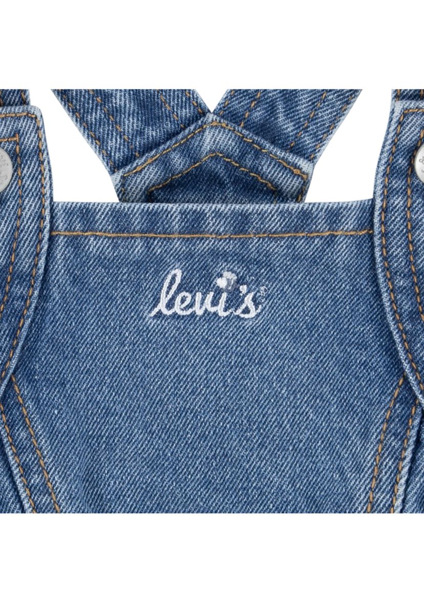 Baby Girls Printed Pinafore Bodysuit and Denim Skirtall Set
