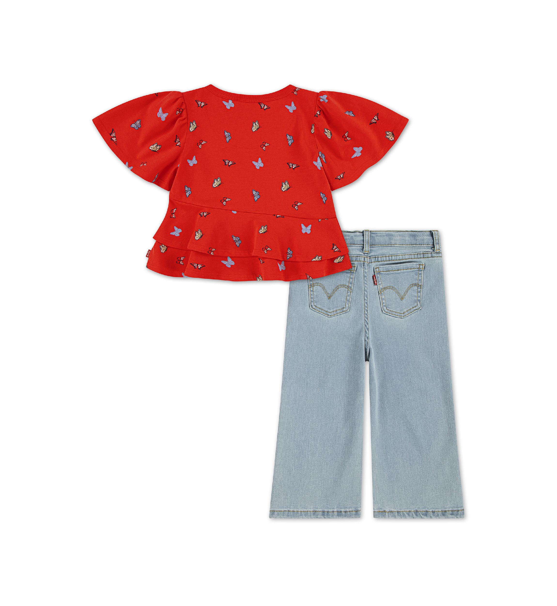 Baby Girls Printed Peplum Top and Jeans Set