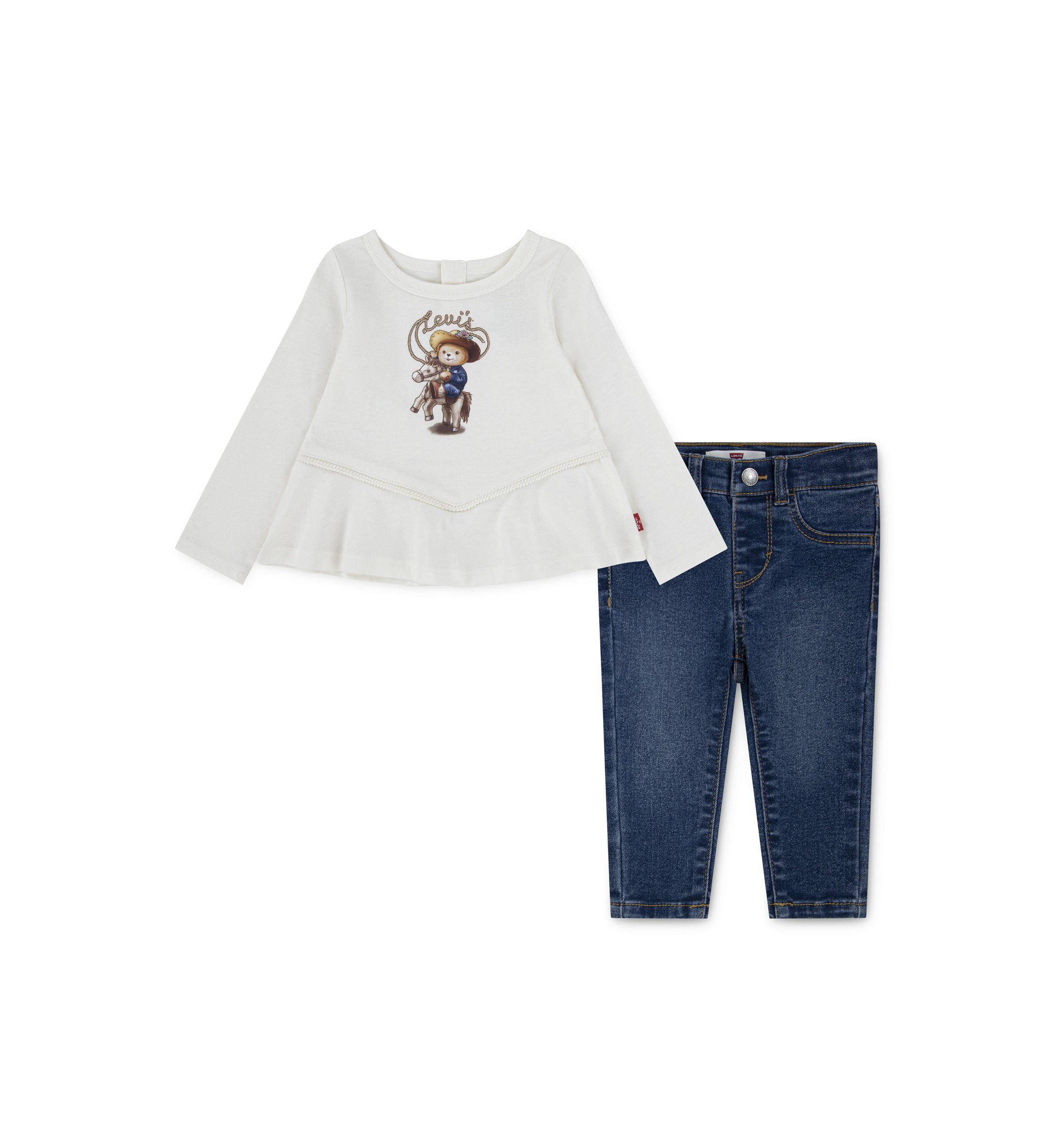 Baby Girls Western Peplum Top and Jeans Set
