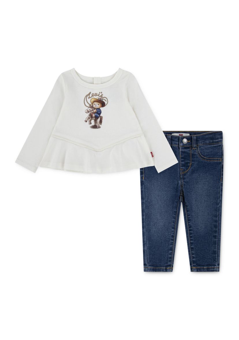 Baby Girls Western Peplum Top and Jeans Set