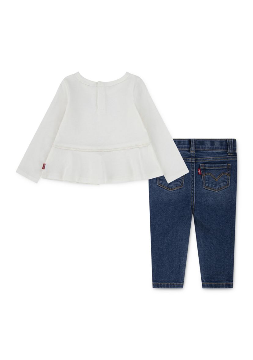 Baby Girls Western Peplum Top and Jeans Set