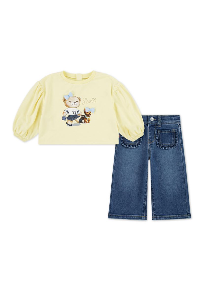 Baby Girls Graphic Sweatshirt and Jeans Set