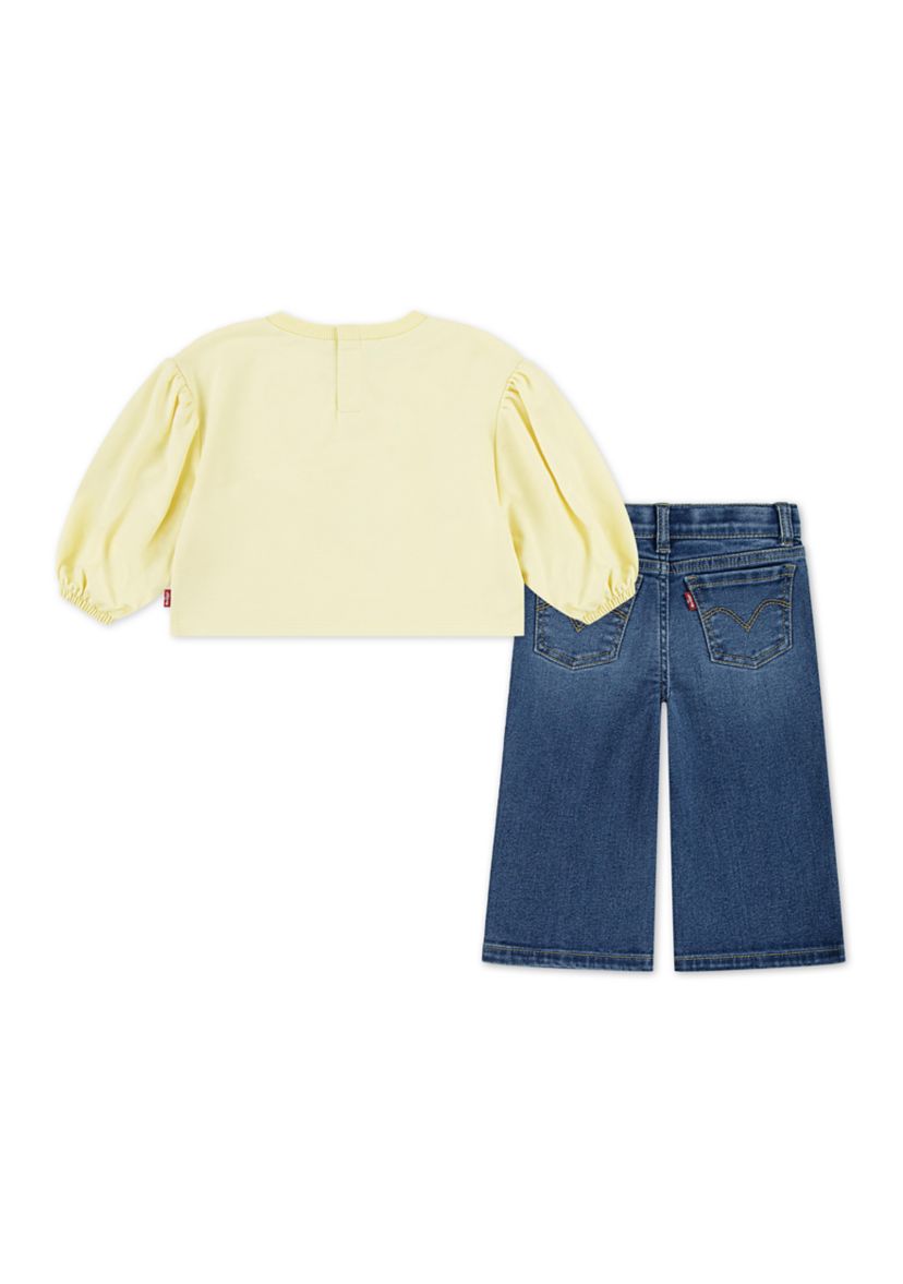 Baby Girls Graphic Sweatshirt and Jeans Set