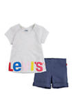 Toddler Girls Flutter Sleeve Top and Shorts 2 Piece Set