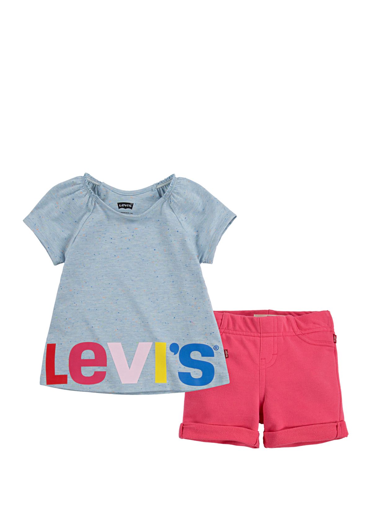 Toddler Girls Flutter Sleeve Top and Shorts 2 Piece Set