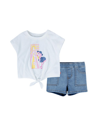 Levi's® Toddler Girls Tie Front Flamingo Graphic T-Shirt and Elastic Shorts  Set | belk