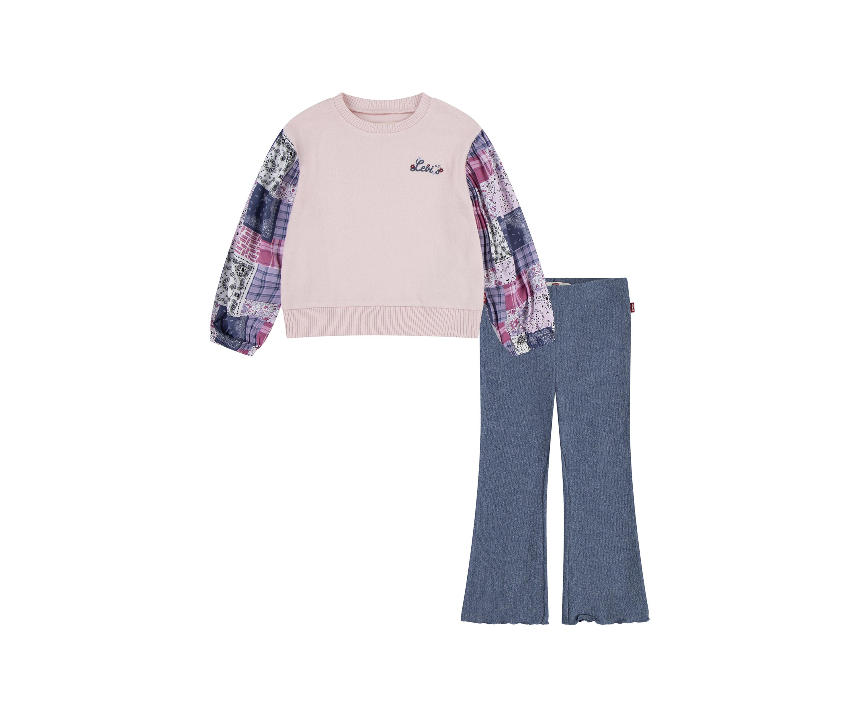Toddler Girls Crew Neck T-Shirt and Flared Pants