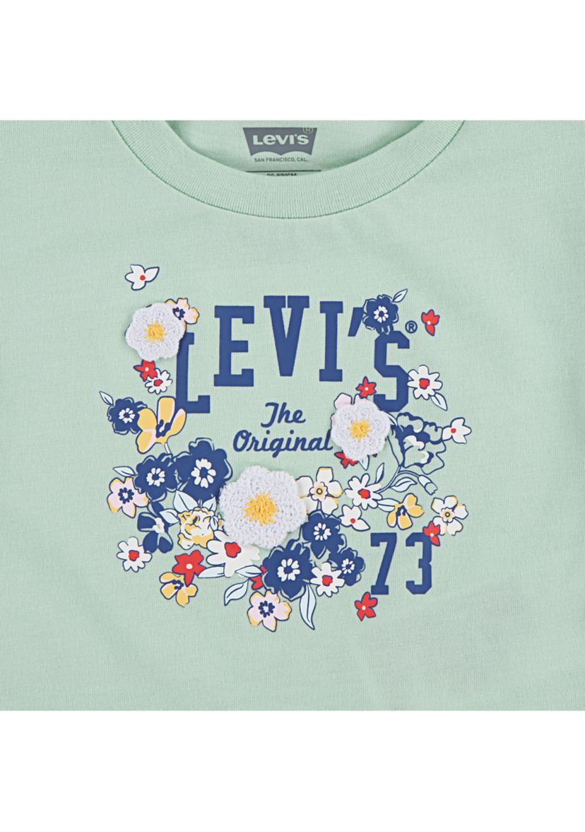 Toddler Girls Graphic Flutter Sleeve T-Shirt and Denim Shorts Set