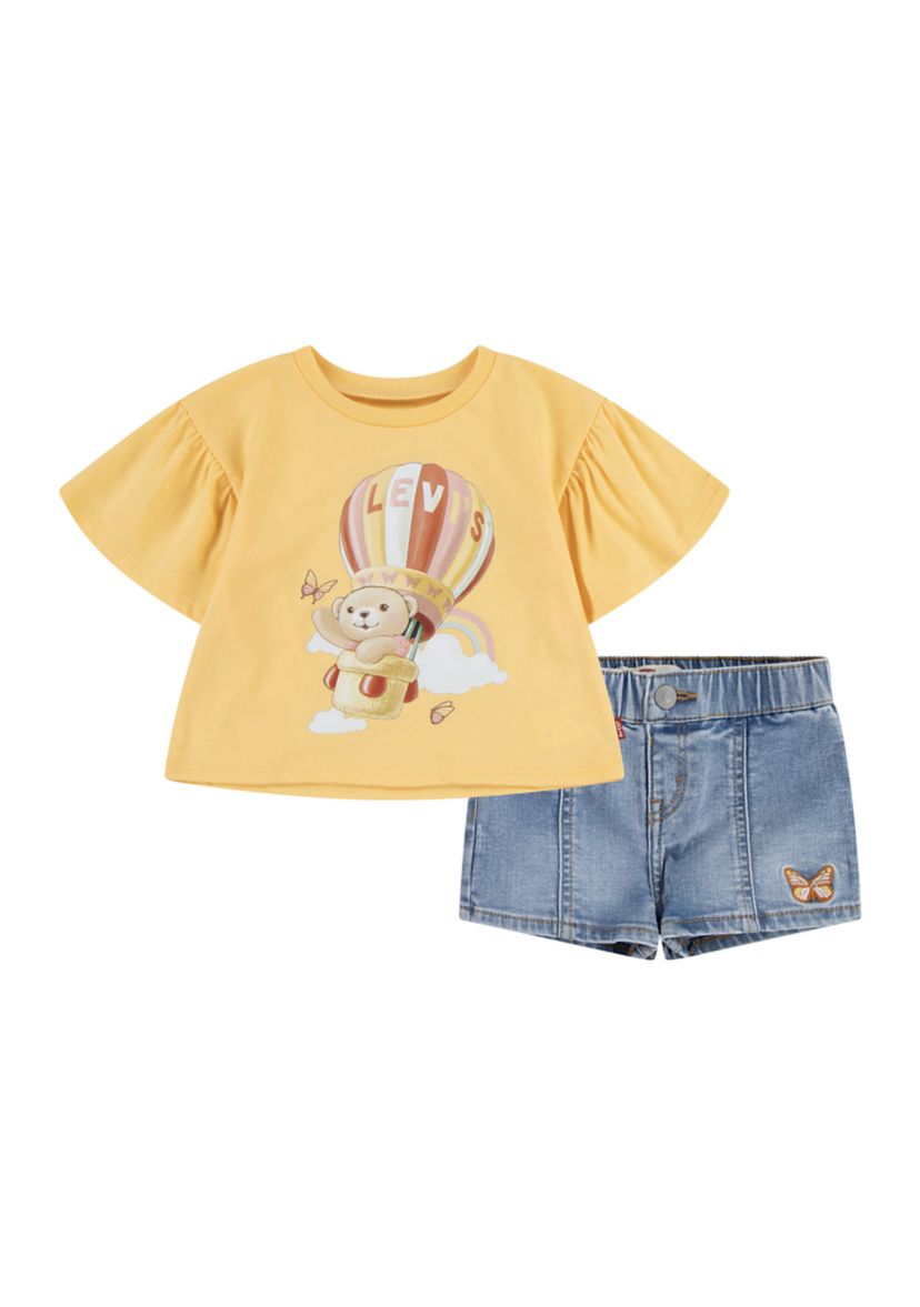 Toddler Girls Flutter Sleeve Graphic T-Shirt