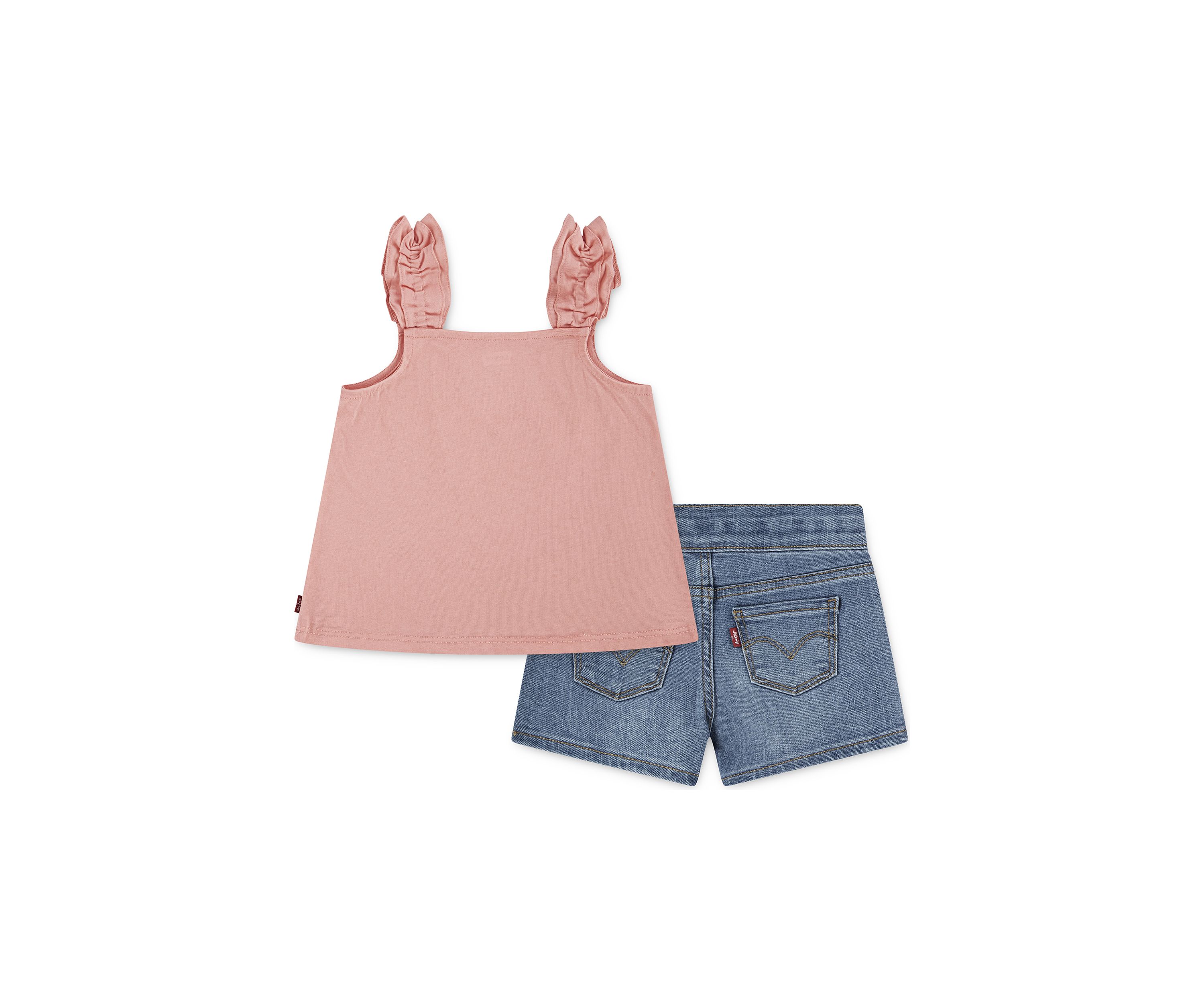 Toddler Girls Ruffle Strap Tank Top and Shorts Set
