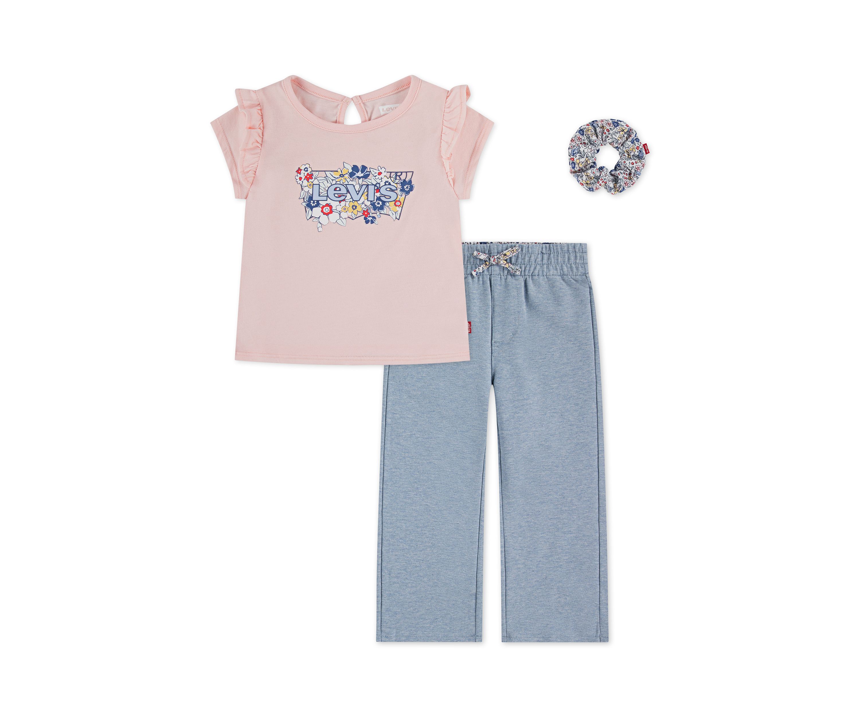 Toddler  Girls Graphic T-Shirt, Drawstring Pants, and Scrunchie Set