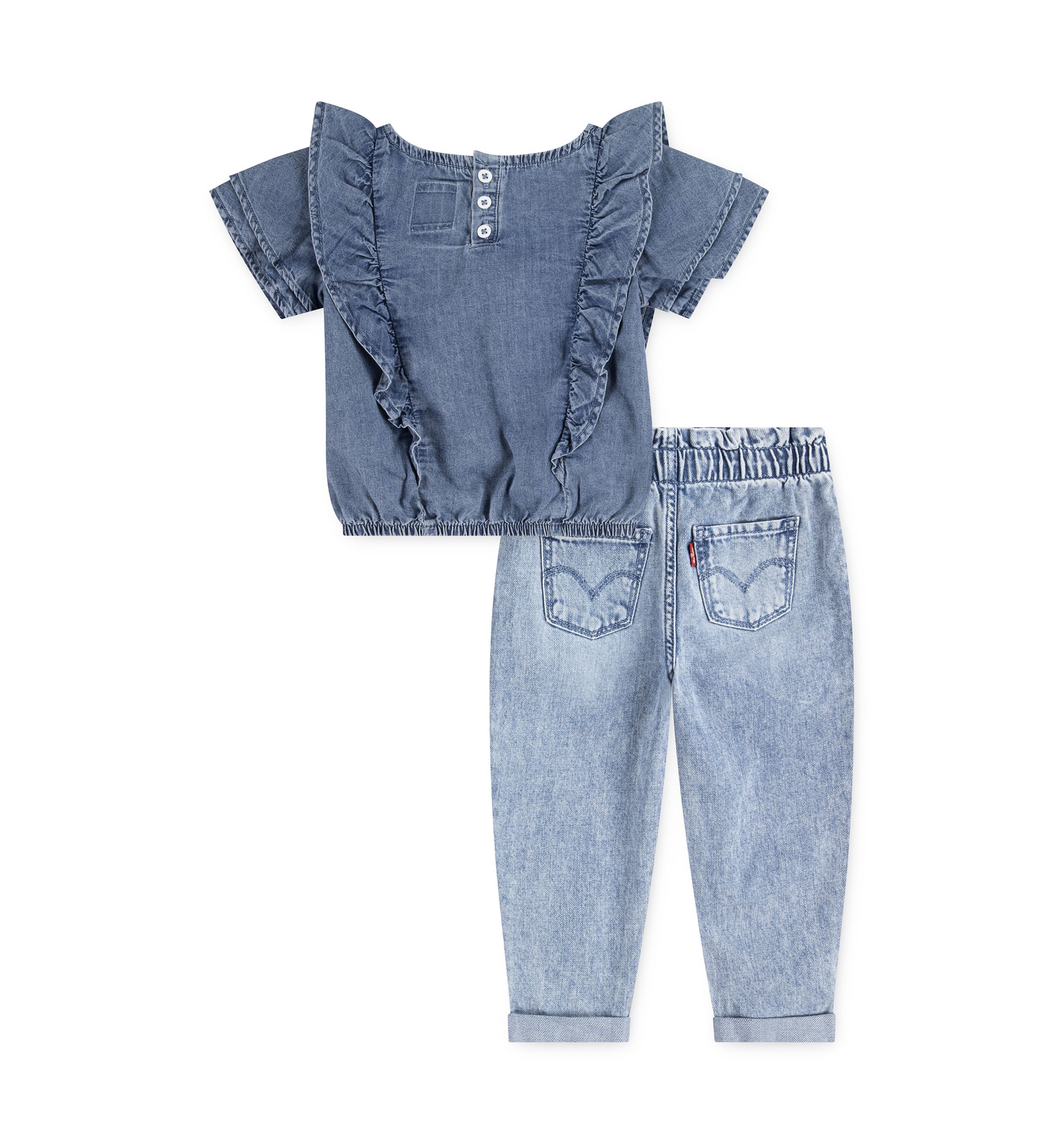 Toddler Girls Top Heart Pocket Pants Set