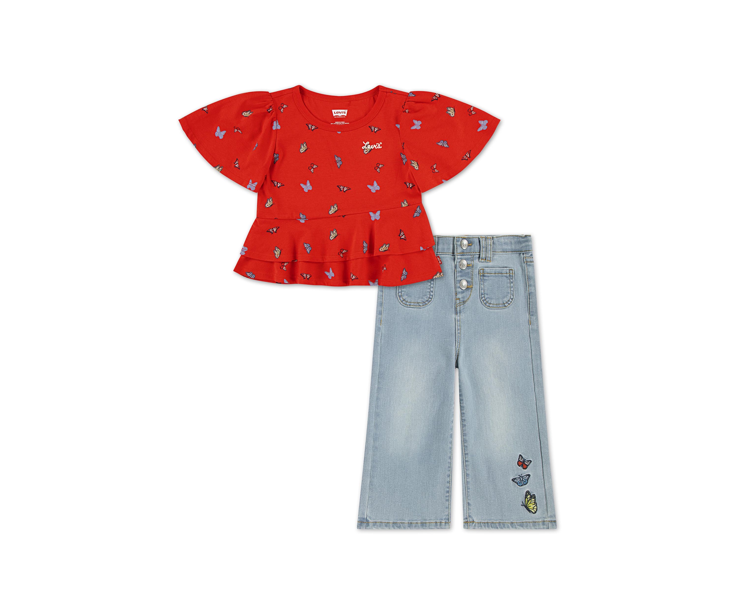 Toddler Girls Peplum Top and Wide Leg Pants Set