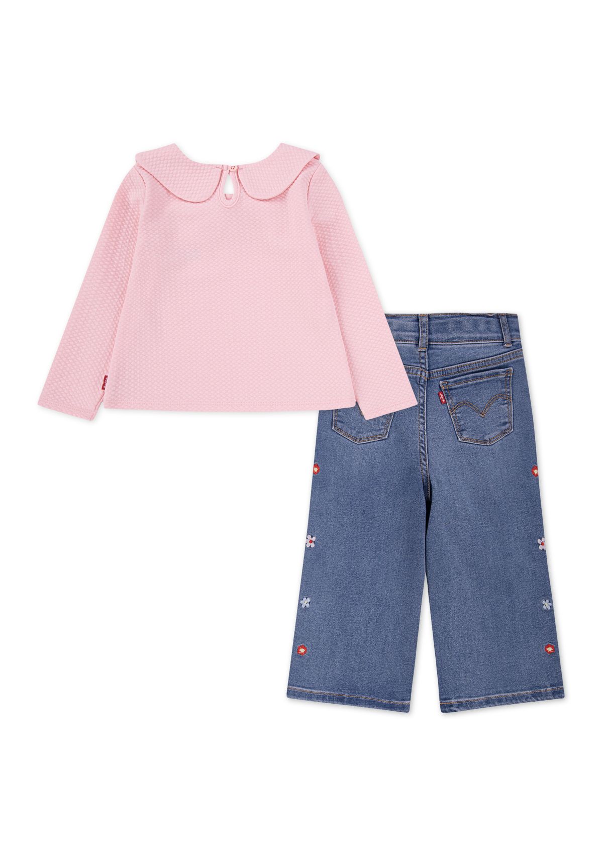 Toddler Girls Bow Top and Wide Leg Jeans Set