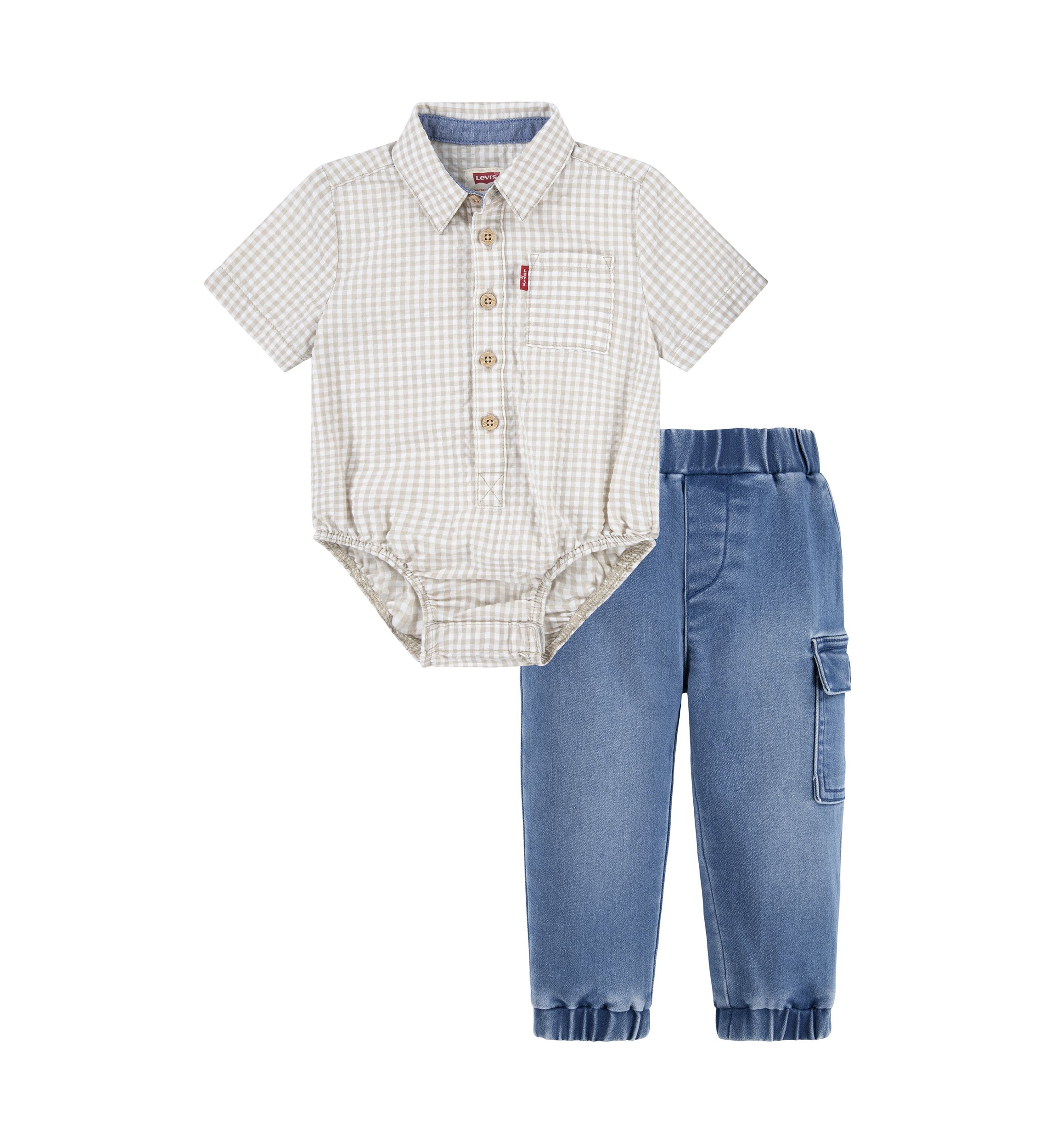 Baby Boys Gingham Bodysuit and Jogger Pants Set